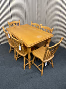Beech rectangular kitchen table (L 115 x W 80 cm) with 6 no. matching solid wood chairs  44789