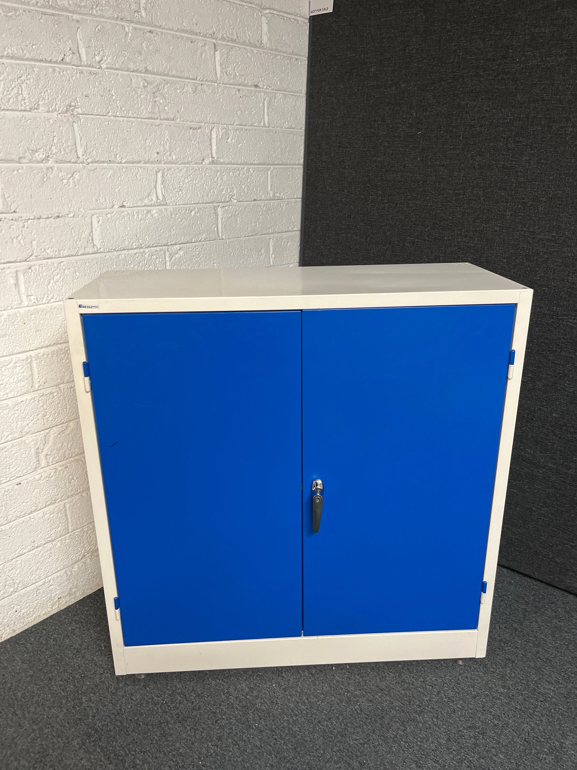 SECONDHAND metal design medium blue and grey metal 2 door storage unit (H 1000 x W 1000 x D 400 mm)