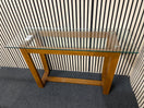 Modern glass top console table with oak-effect wooden frame (W 120 cm)  44539
