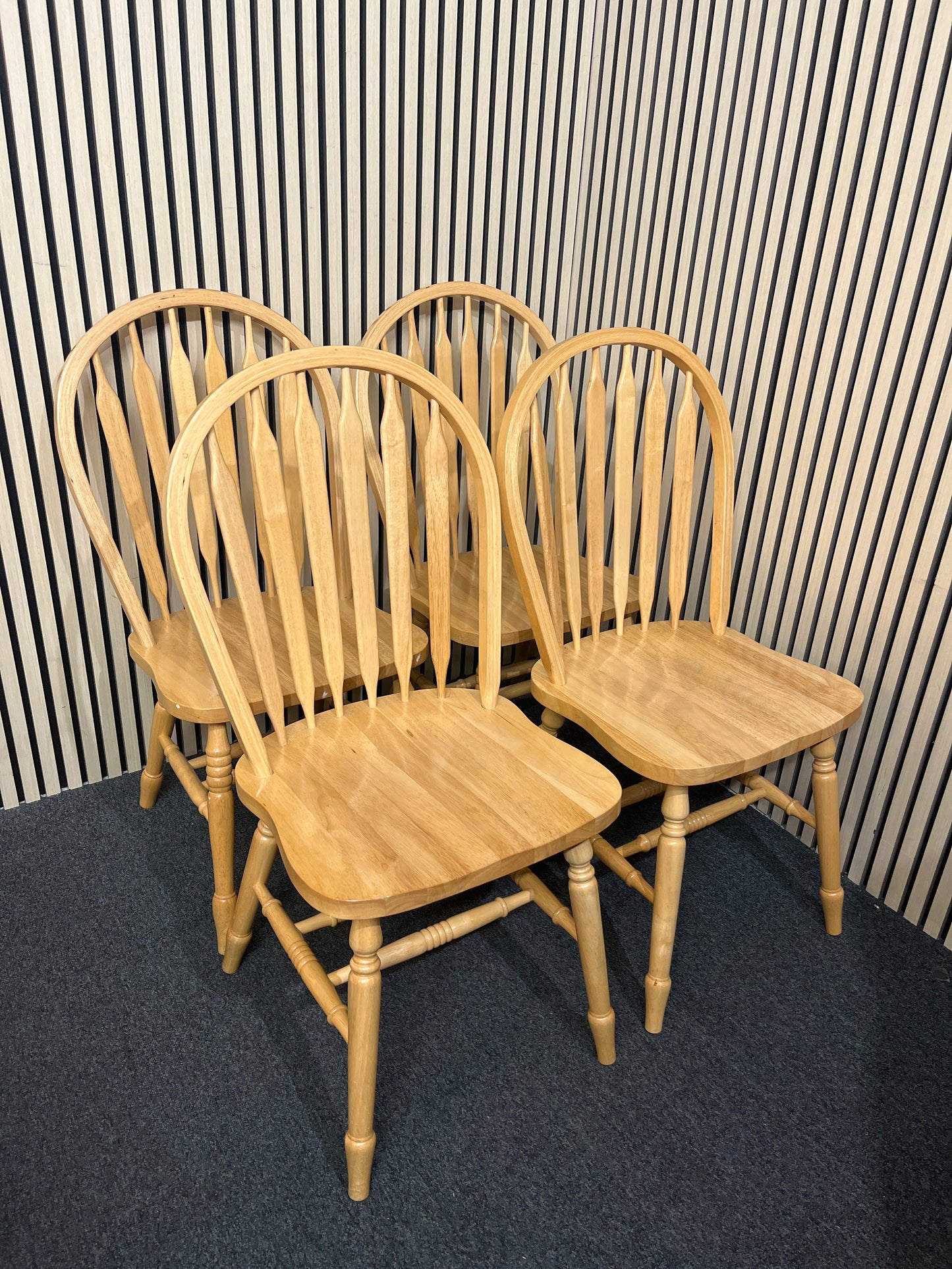 Solid high back rubber wood kitchen chairs (SET OF 4) 3325