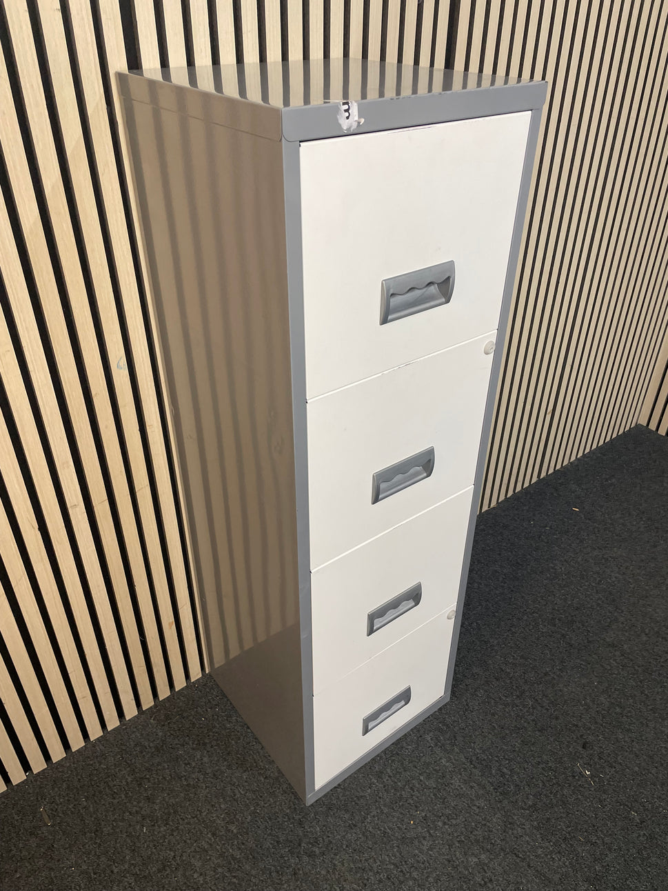 4 door A4 Grey and white metal filing cabinet (WITH KEY)
