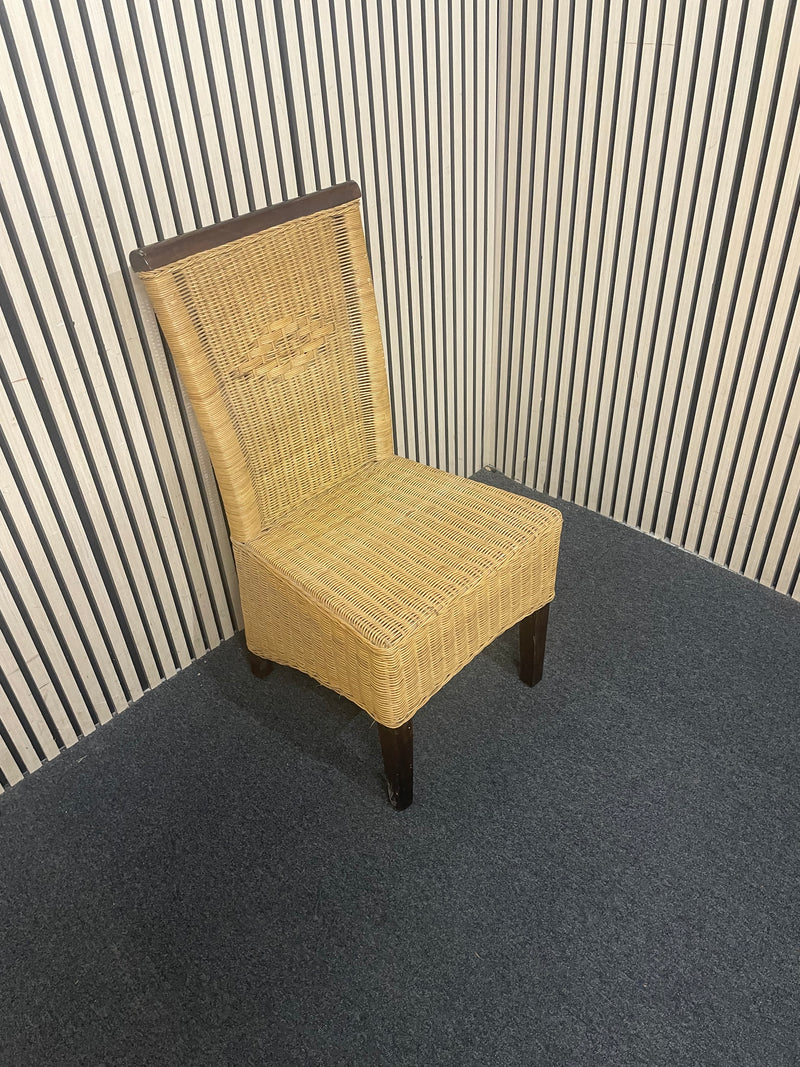 Rattan dining chair with dark wood stained top  44620