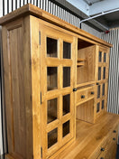 Switch Tall solid oak kitchen dresser with glass doors and drawers, in 2 sections (H 200 x W 160 x D 60 cm) 2325 3 image