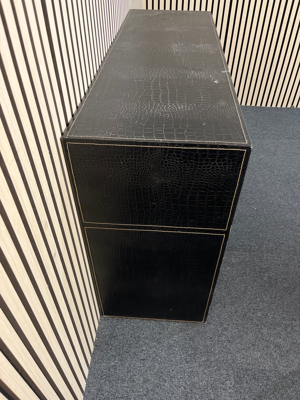 Black embossed leather tall console table (H 80 x W 120 x D 40 cm)