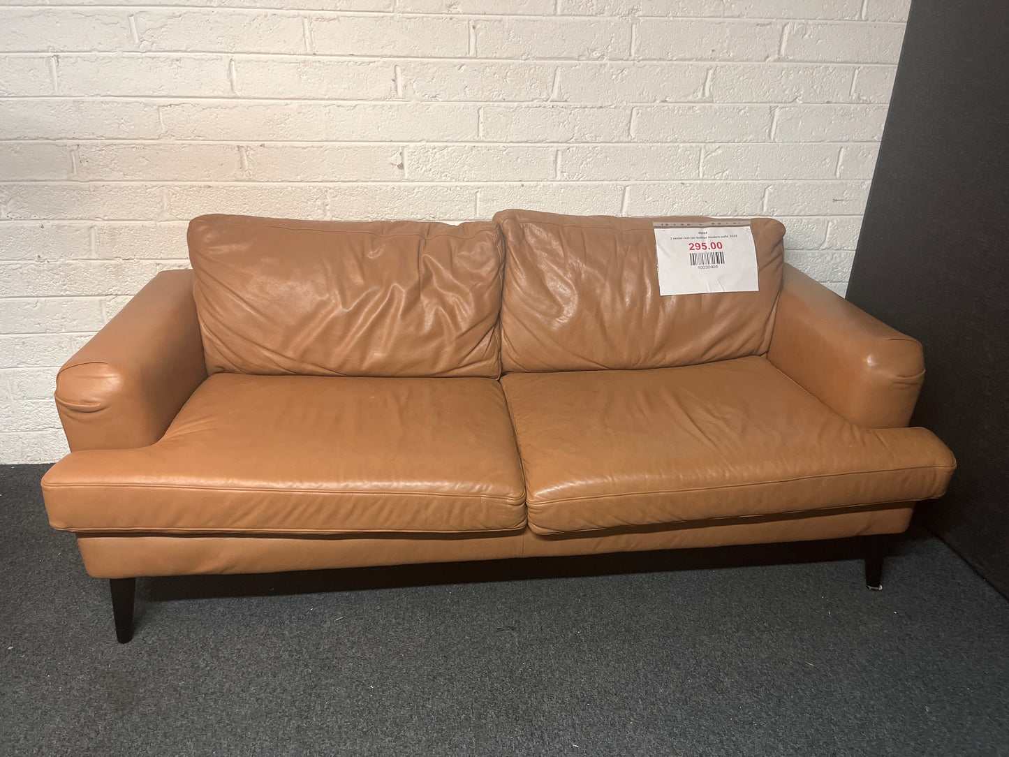 3 seater real tan leather modern sofa  3225