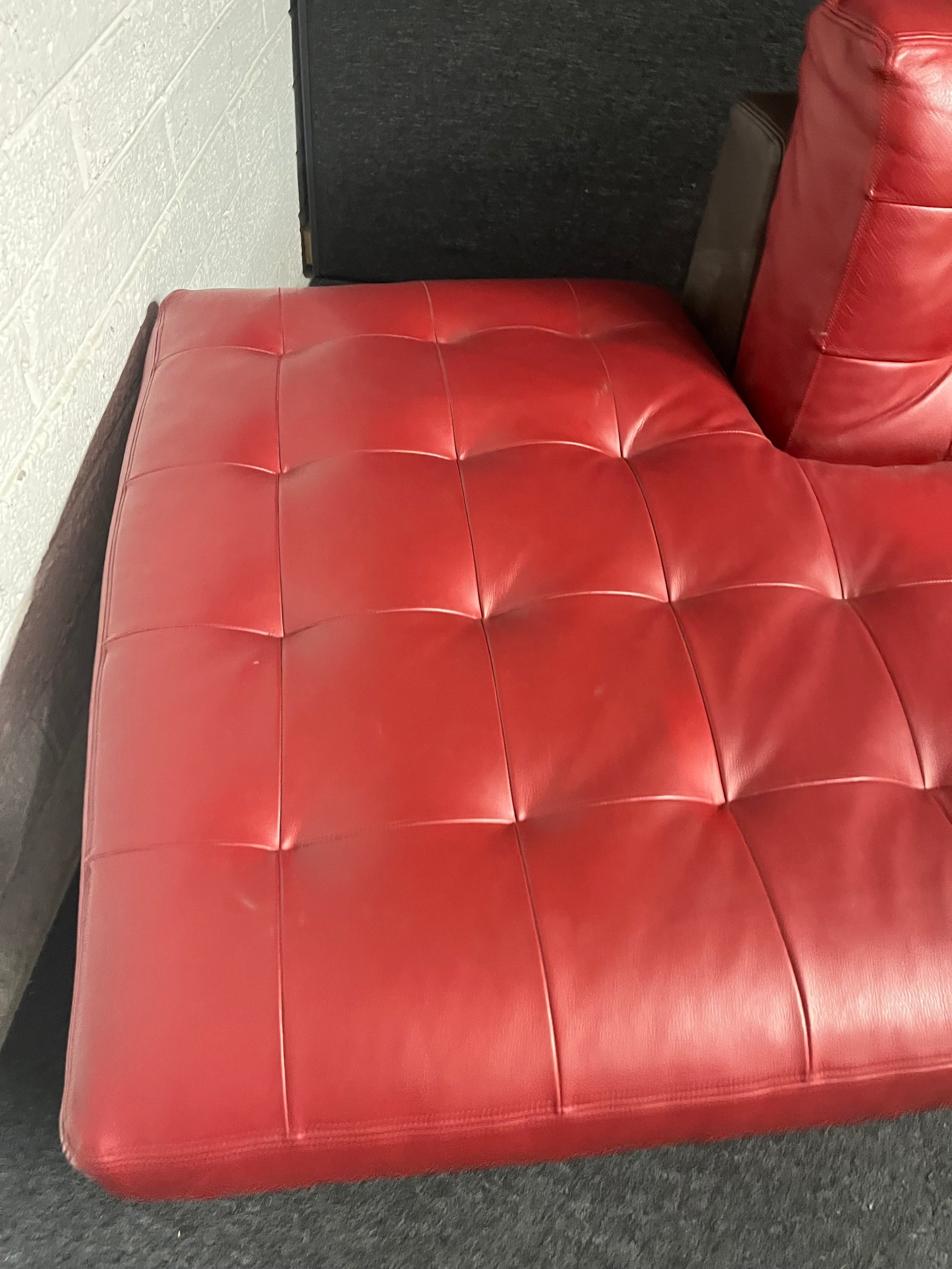 Large Wine and dark brown REAL leather corner sofa suite (W 3100 x D 950 x Seat height 450 mm) 1225