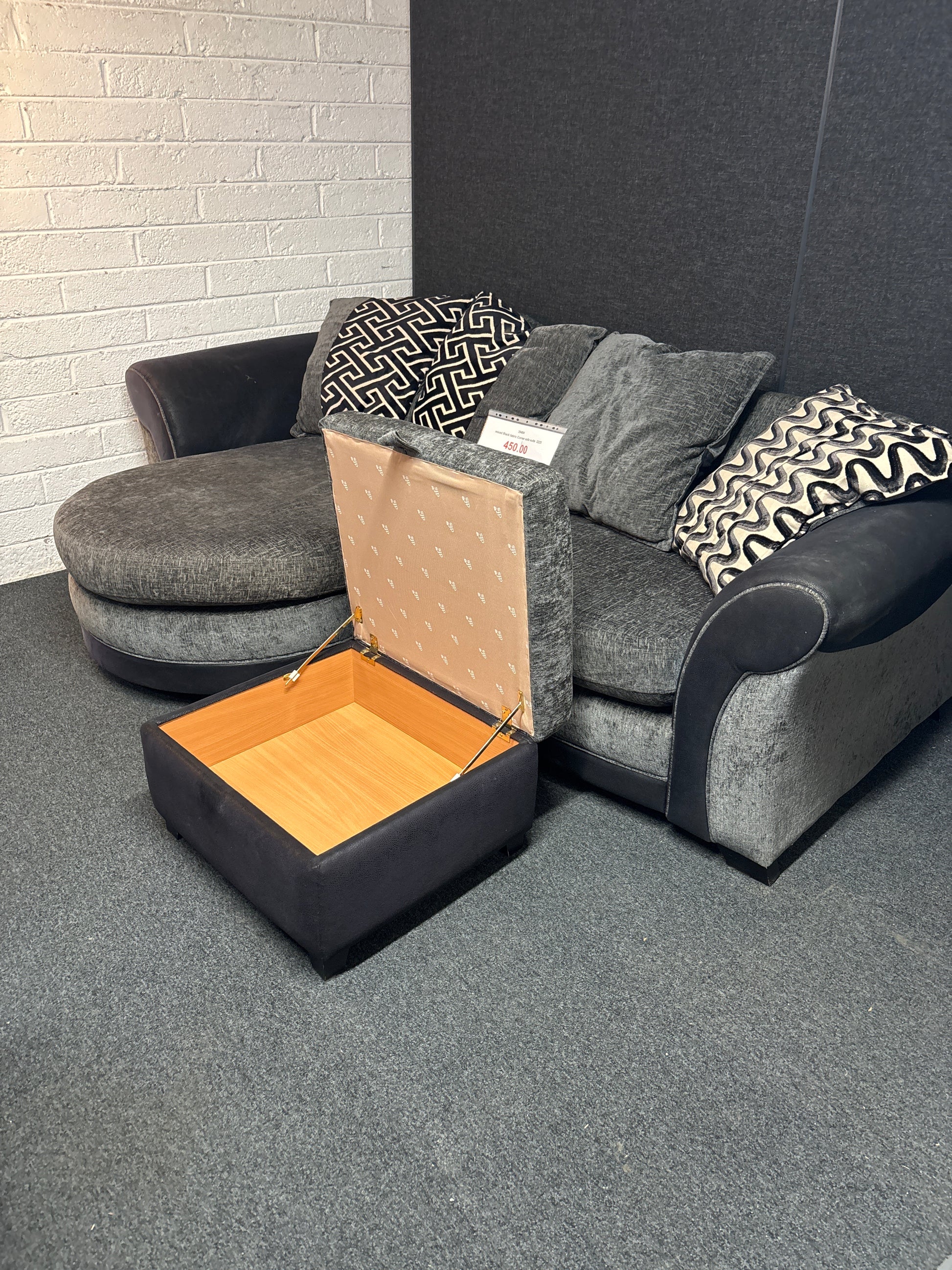 mixed Black fabric Corner sofa suite  2225