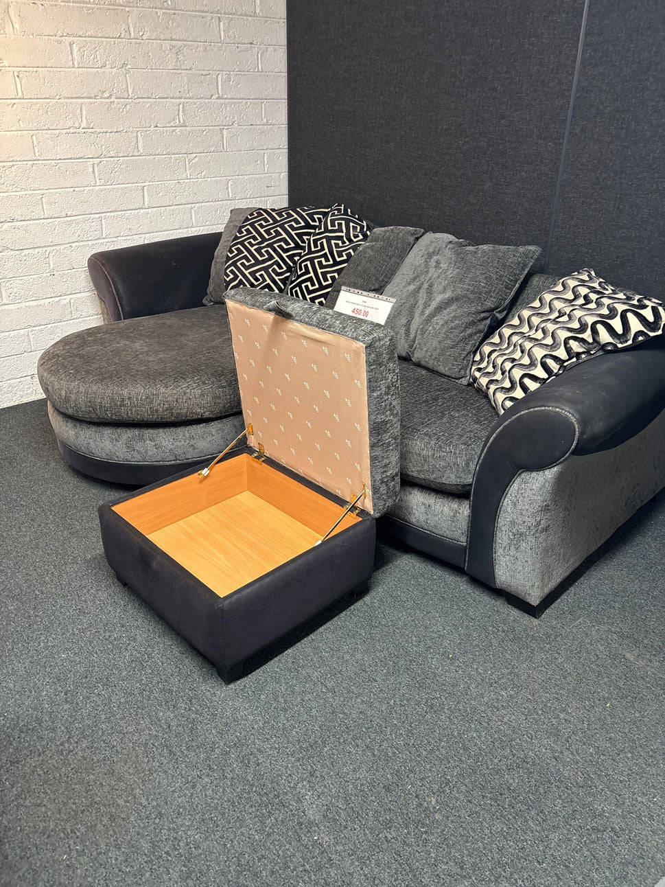 mixed Black fabric Corner sofa suite  2225