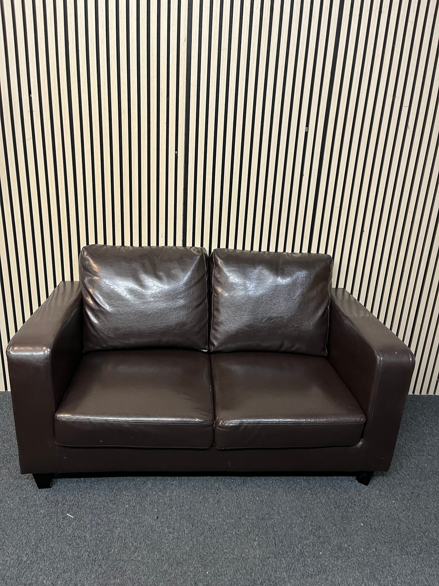 2 seater dark brown PU leatherette sofa 1126