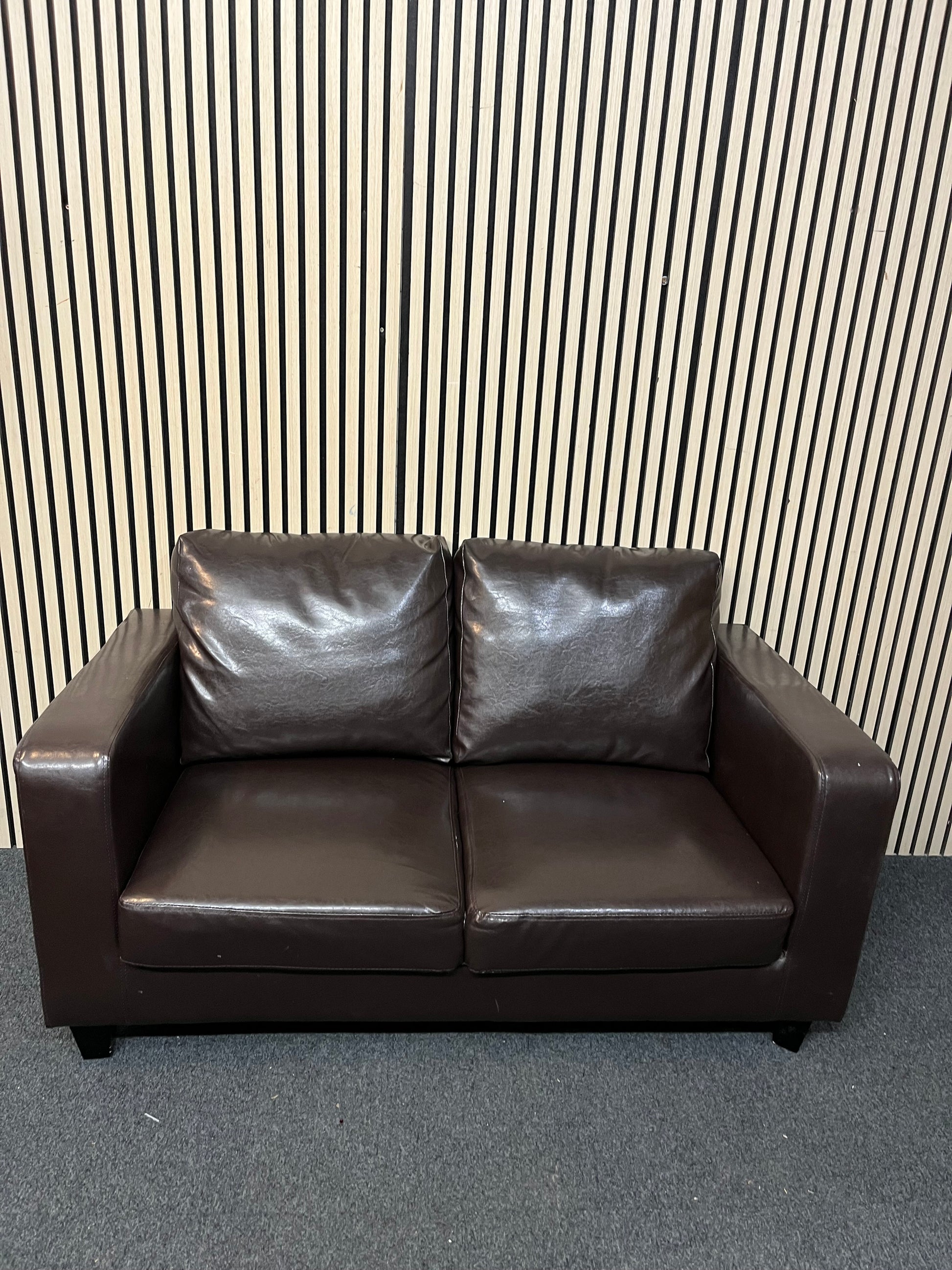 2 seater dark brown PU leatherette sofa 1126