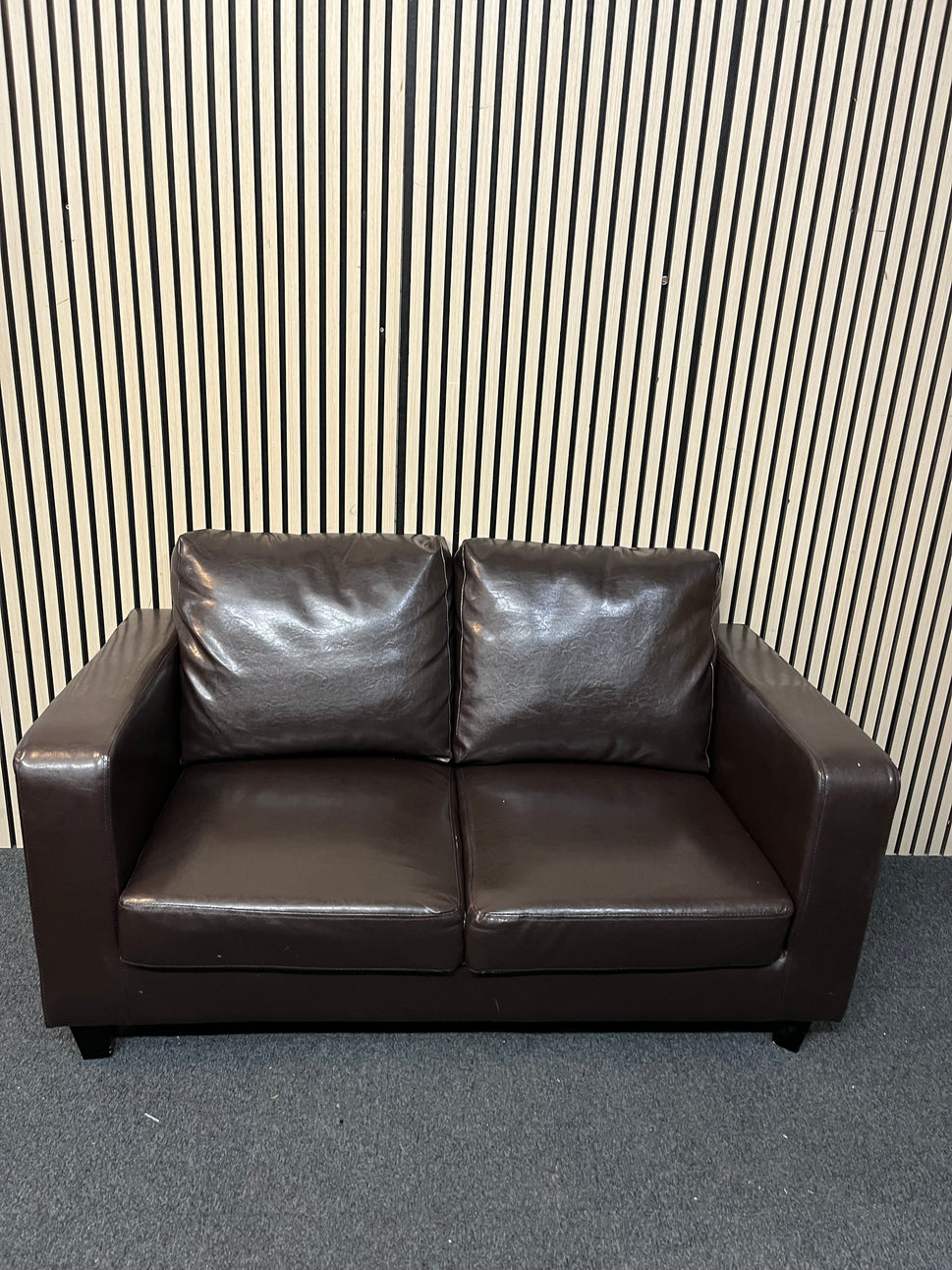 2 seater dark brown PU leatherette sofa 1126