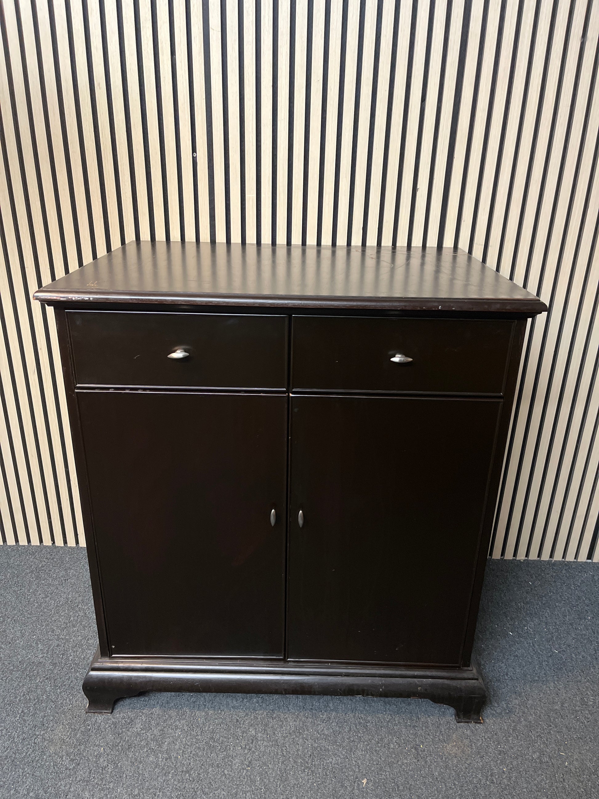 Black laminate 2 drawer 2 door sideboard (H 101 x W 89 x D 61 cm) 2425