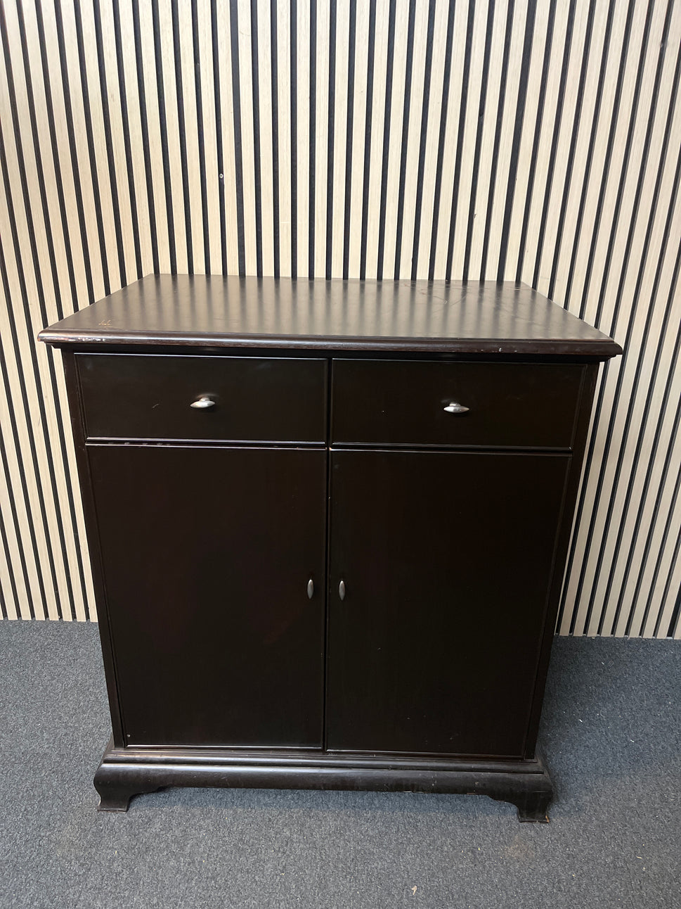 Black laminate 2 drawer 2 door sideboard (H 101 x W 89 x D 61 cm) 2425