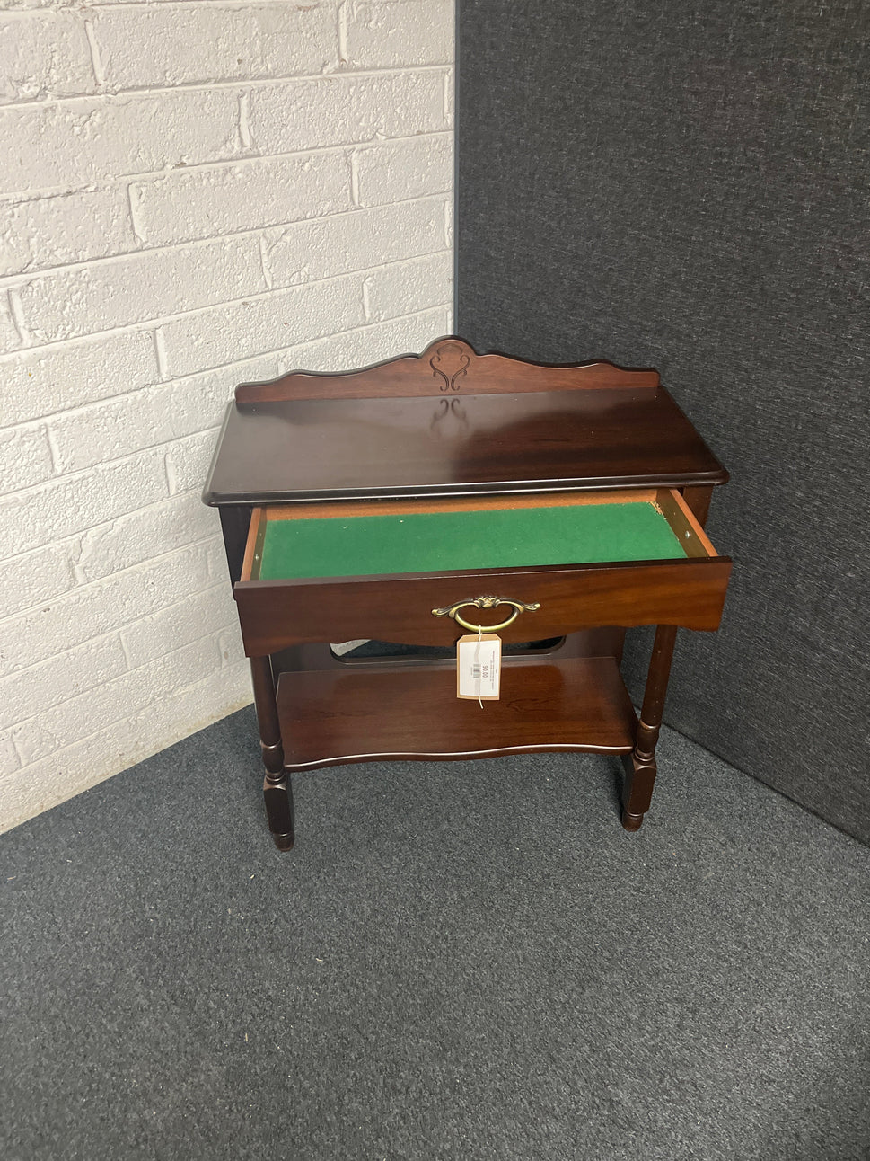 Mahogany long 1 drawer console table with upstand (H 620 x W 800 x D 370 mm)  1225