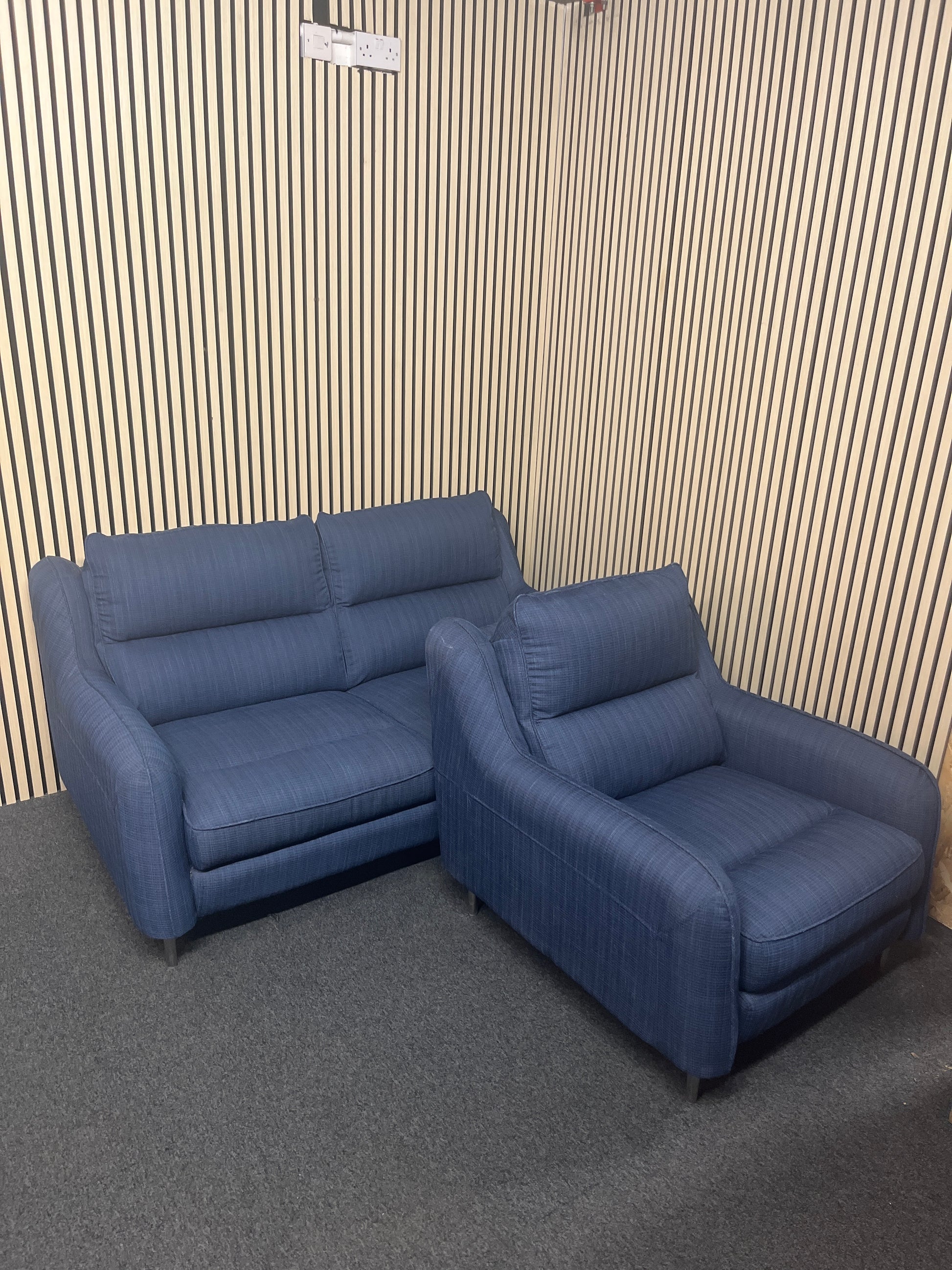 2+1 navy fabric modern suite1325