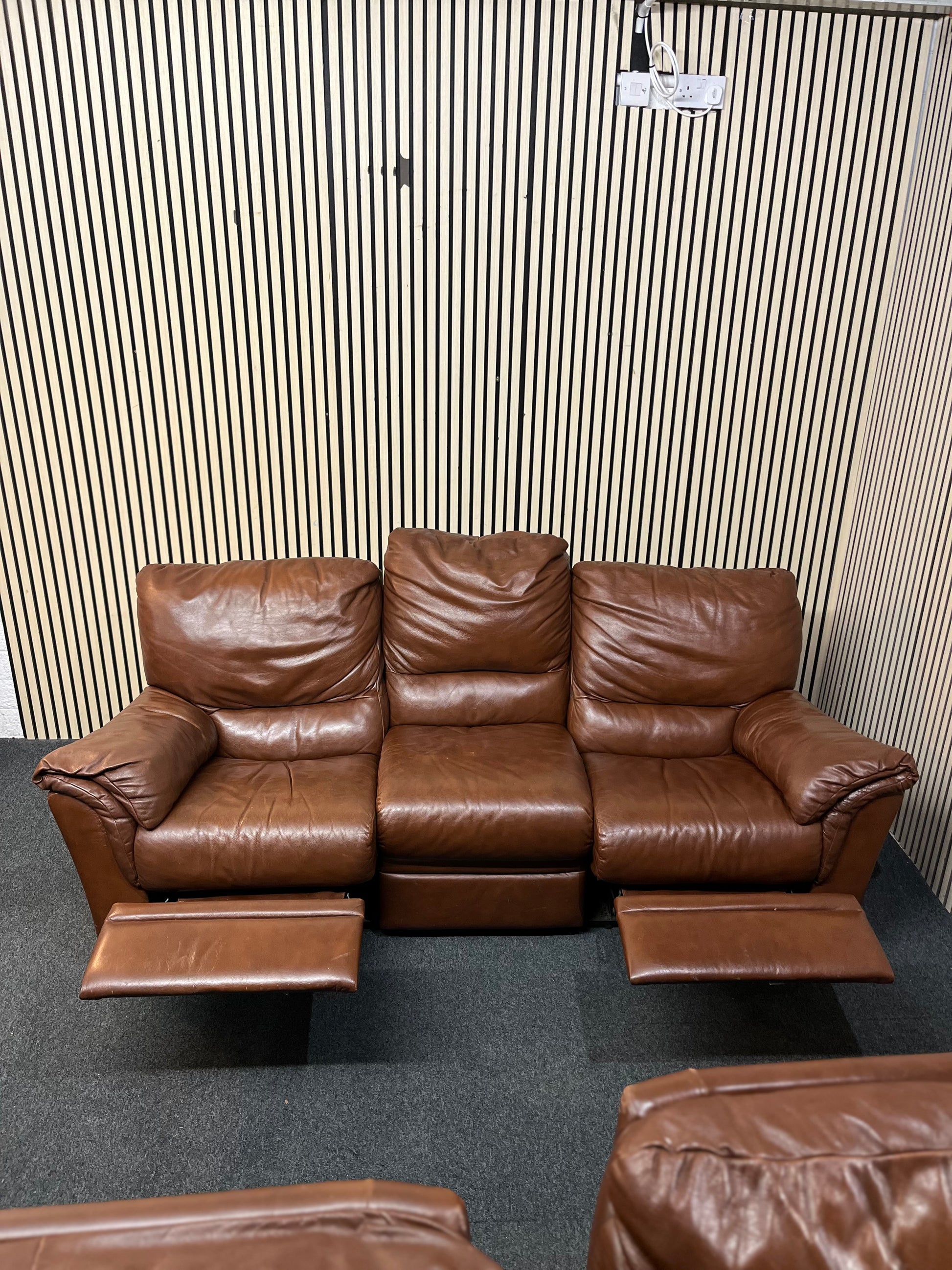 3+1+1 Brown Leather reclining sofa suite   3126