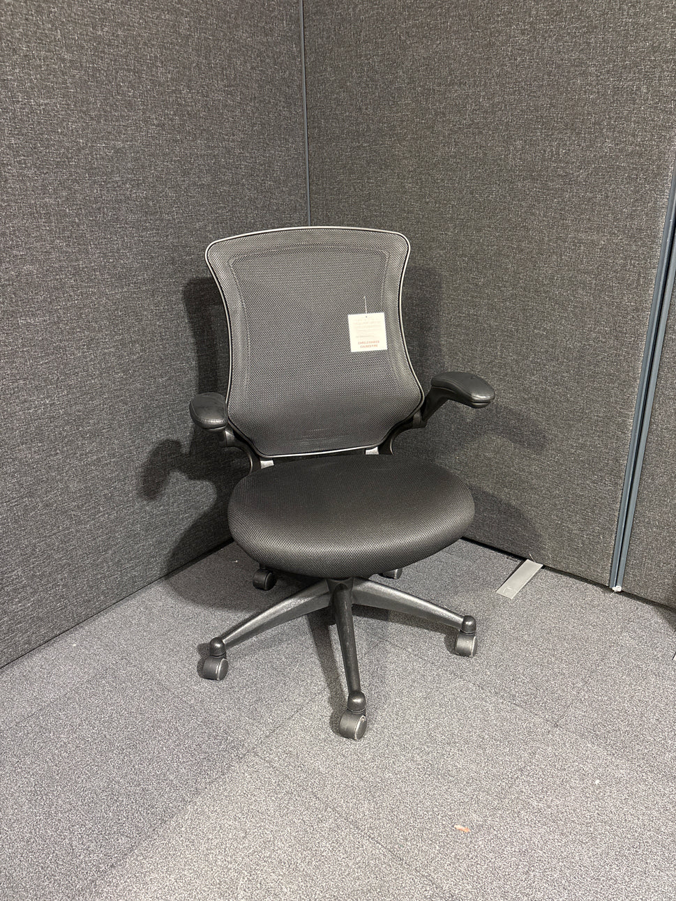 Black mesh back, mesh seat swivel chair with adjustable arms