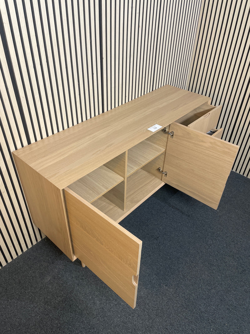 Modern light oak two door, three drawer sideboard (H 85 x W 155 x D 45 cm)  44598
