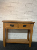 Switch Solid oak 2 drawer console table with base shelf (H 74 x W 85 x  D 32 cm) 1325 2 image