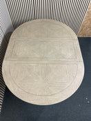 Limed oak circular extendable dining table with coloumn base (diameter 120 cm + 45 cm extension)  44800