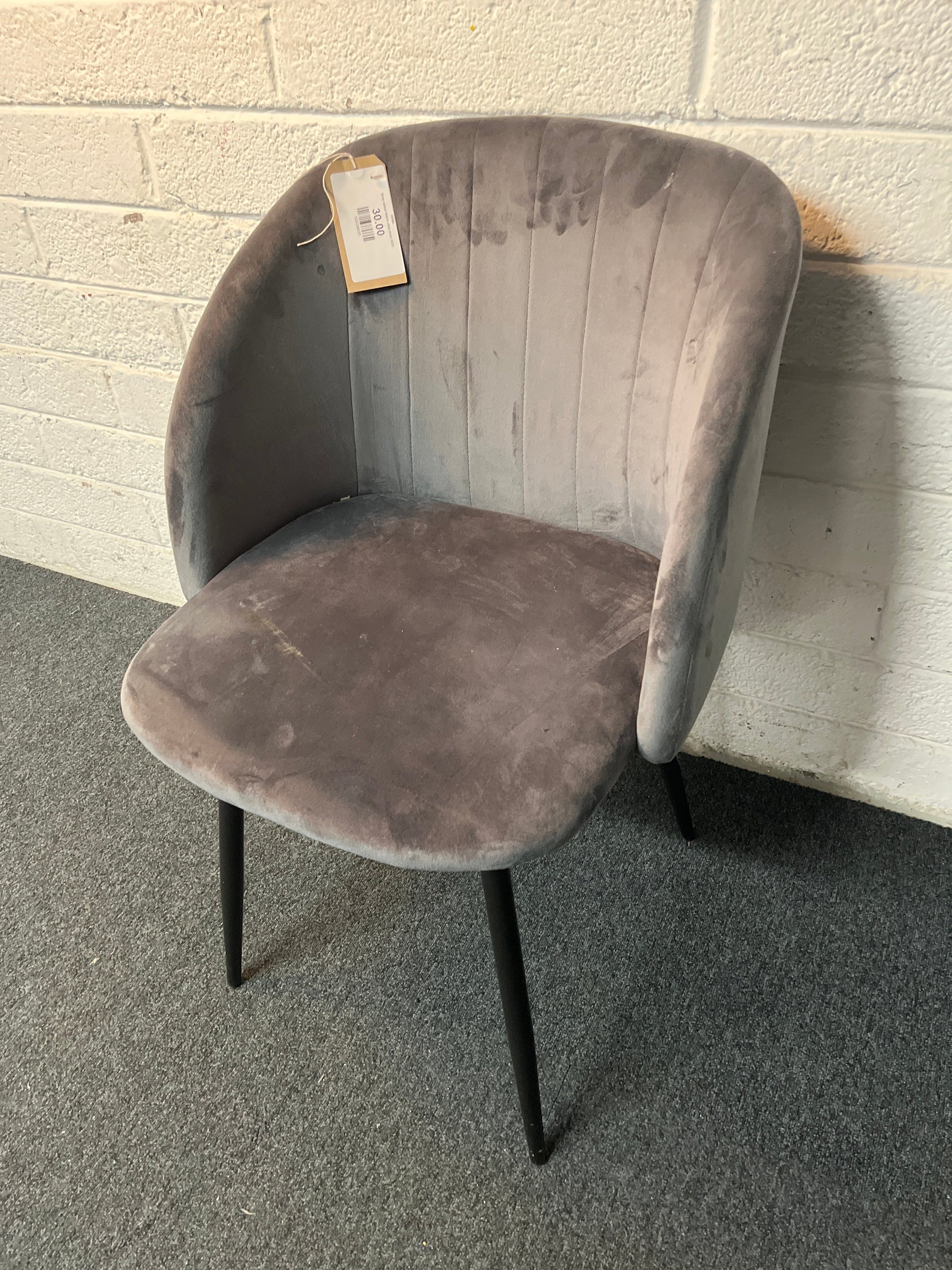 Grey velour fabric club chair 2225