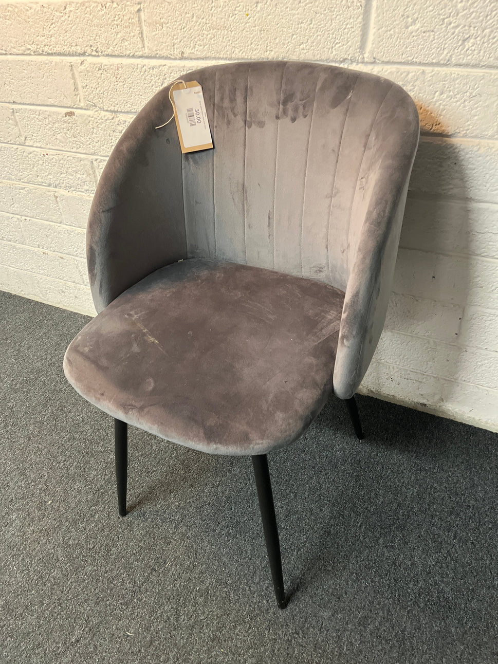 Grey velour fabric club chair 2225