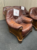 Switch 3+1+1  solid oak frame real dark brown leather sofa suite (3 seater width 3 meters) 4225 2 image