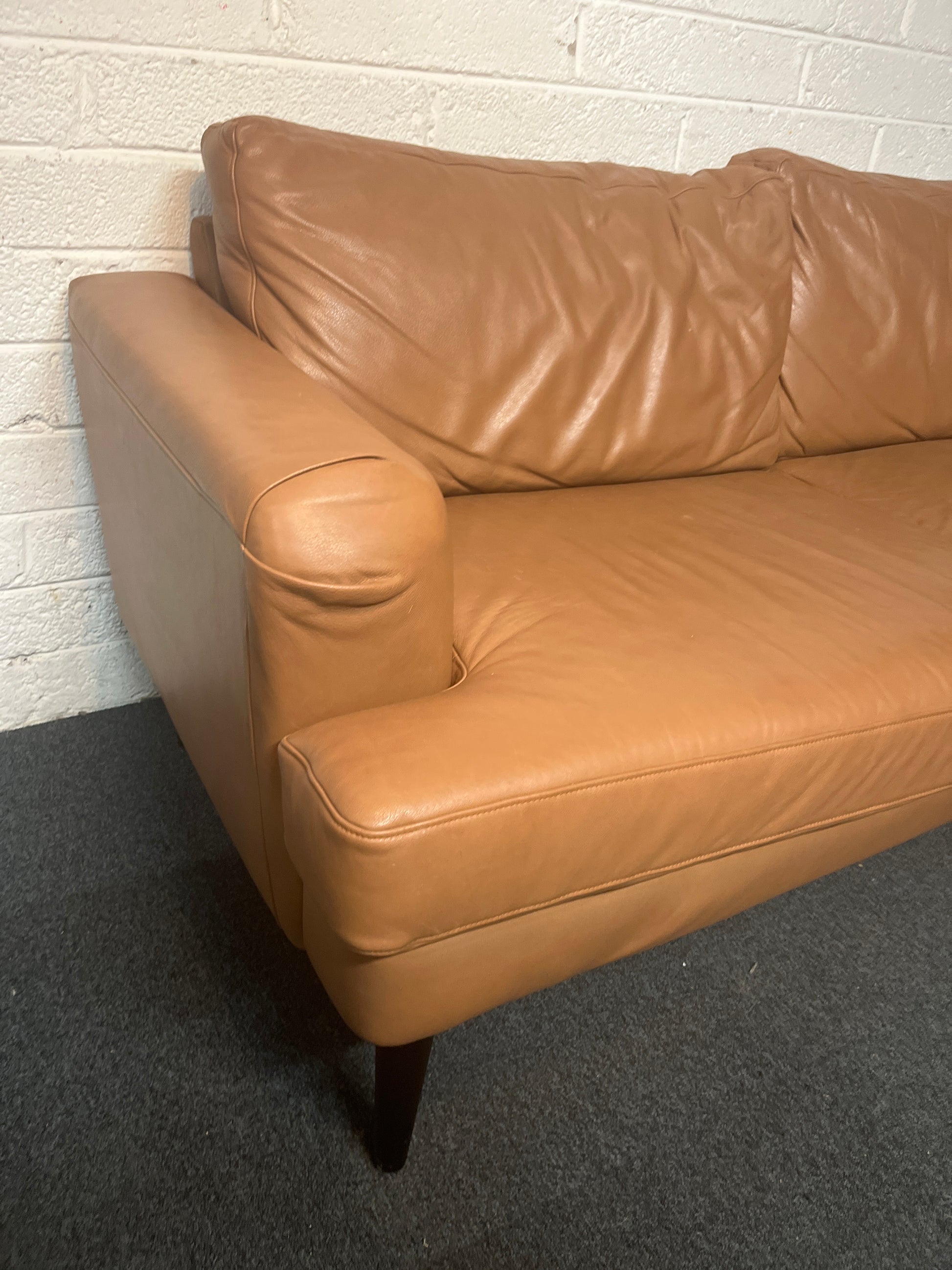 3 seater real tan leather modern sofa  3225