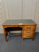 Switch Solid wood stained, green leather top retro desk with 3 drawers (H 76 x W 119 x D 66 cm) 2425 3 image