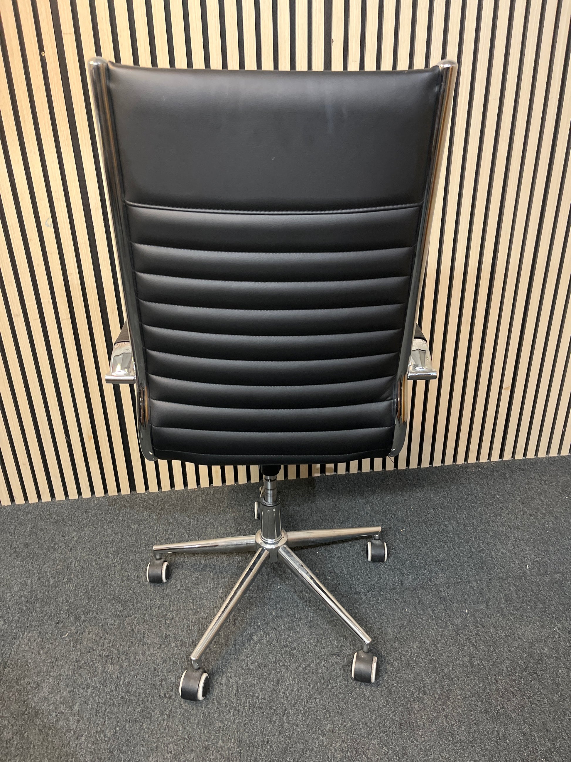 High back black leatherette, chrome framed bari swivel chair  3126