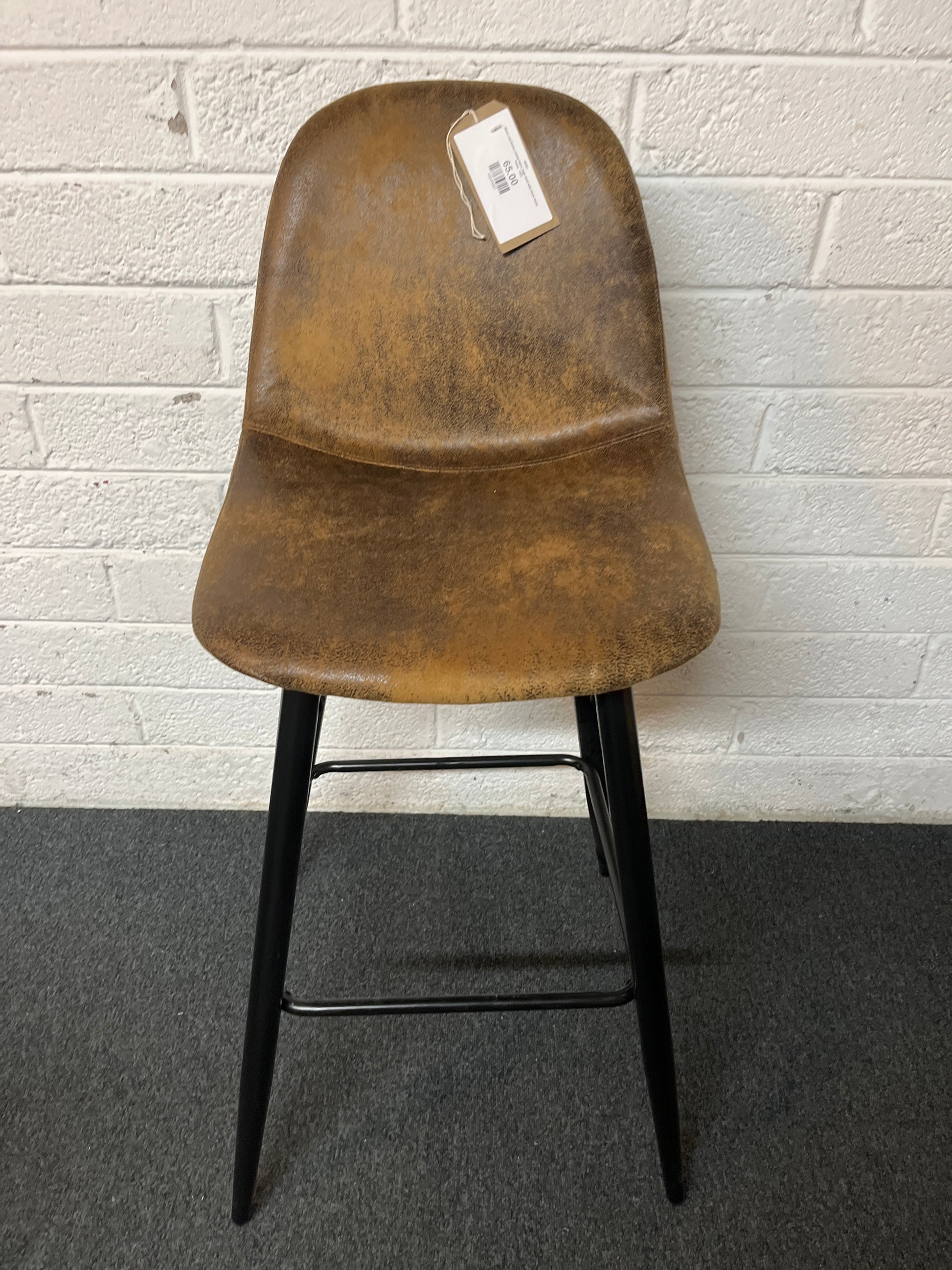 Black and brown mixed fabric high stool with black metal frame  1325