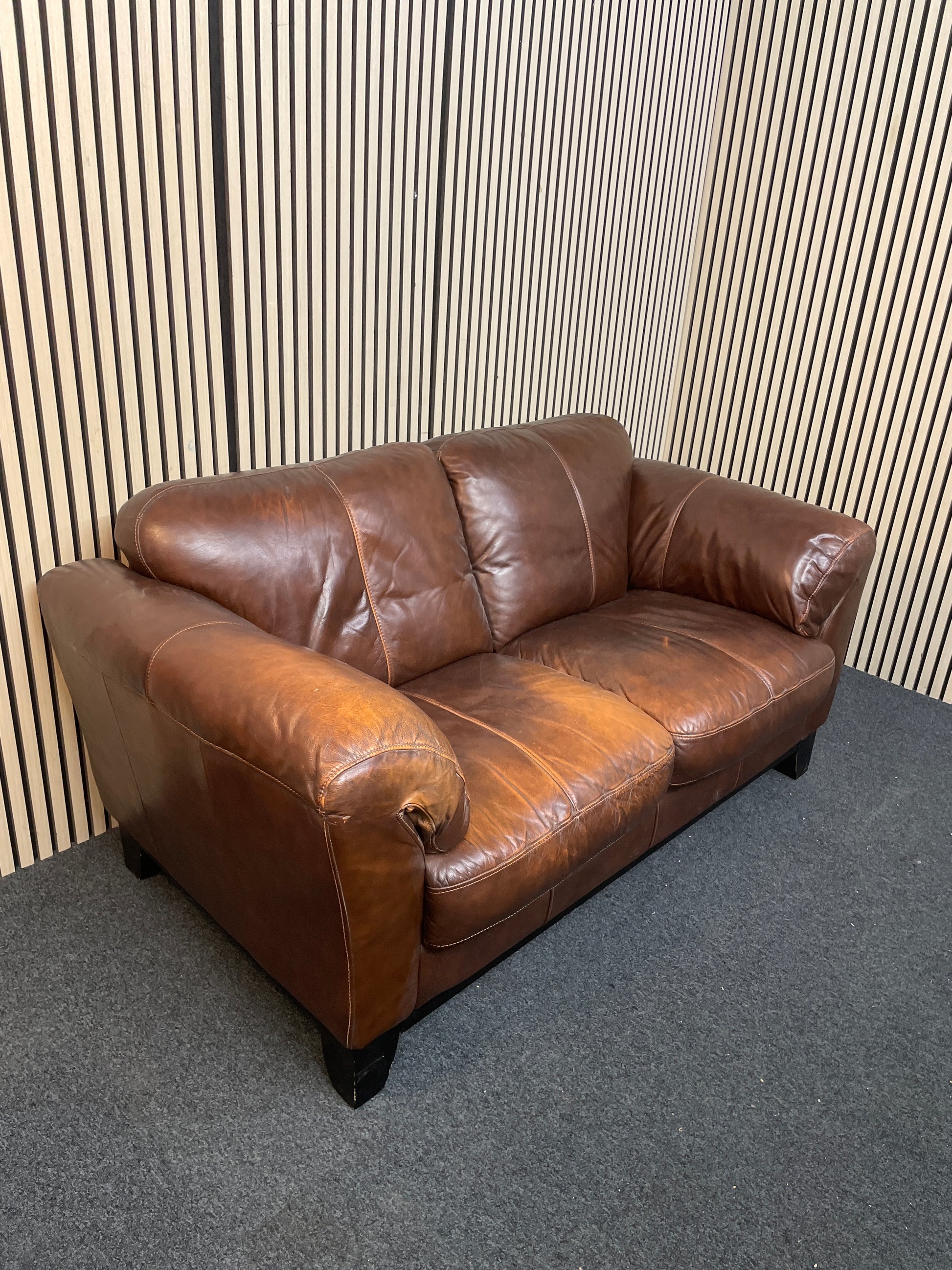 Brown leather 2 seater sofa (width 168 cm) 1126
