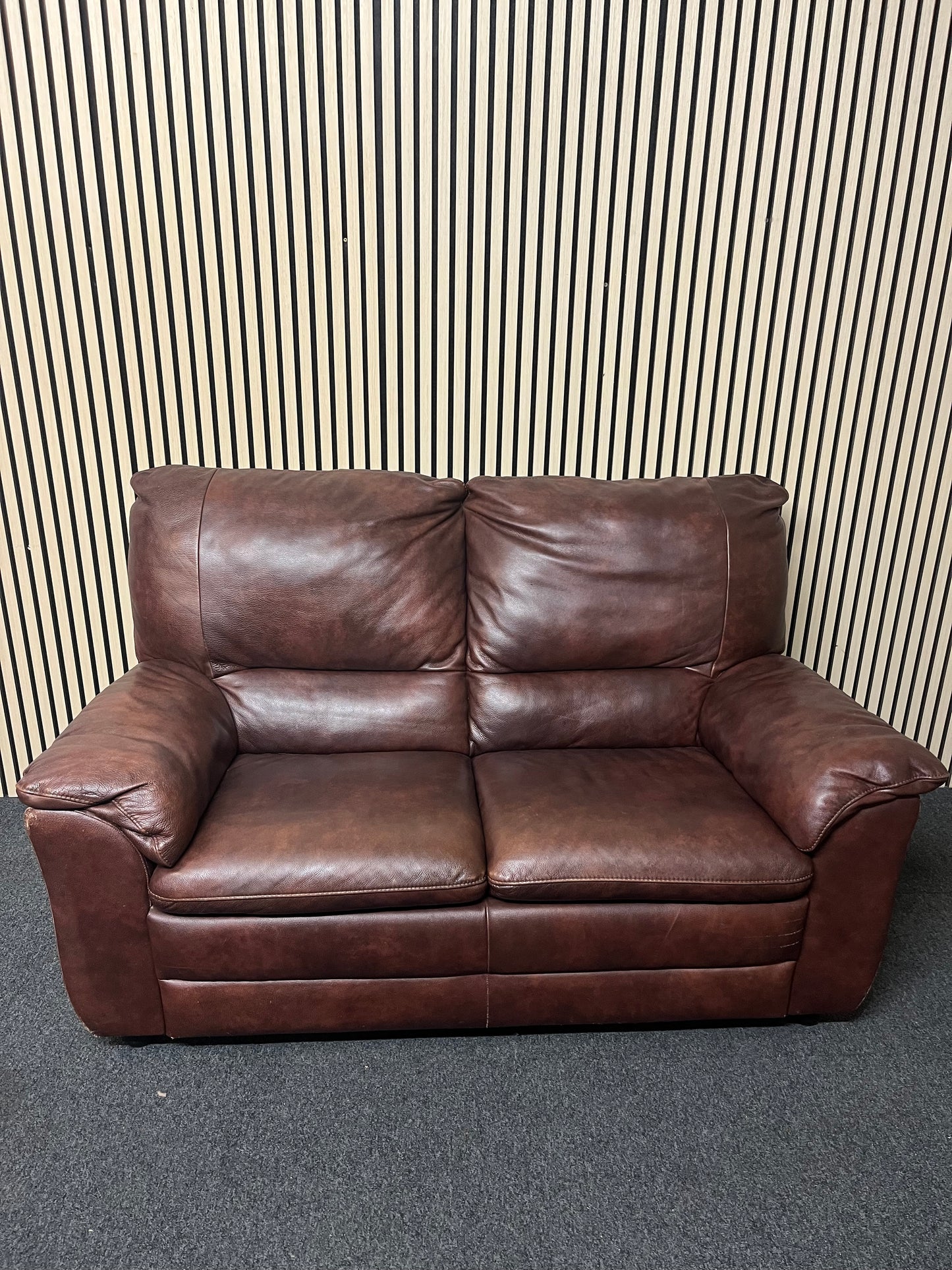 Brown leather 2 seater sofa   2325
