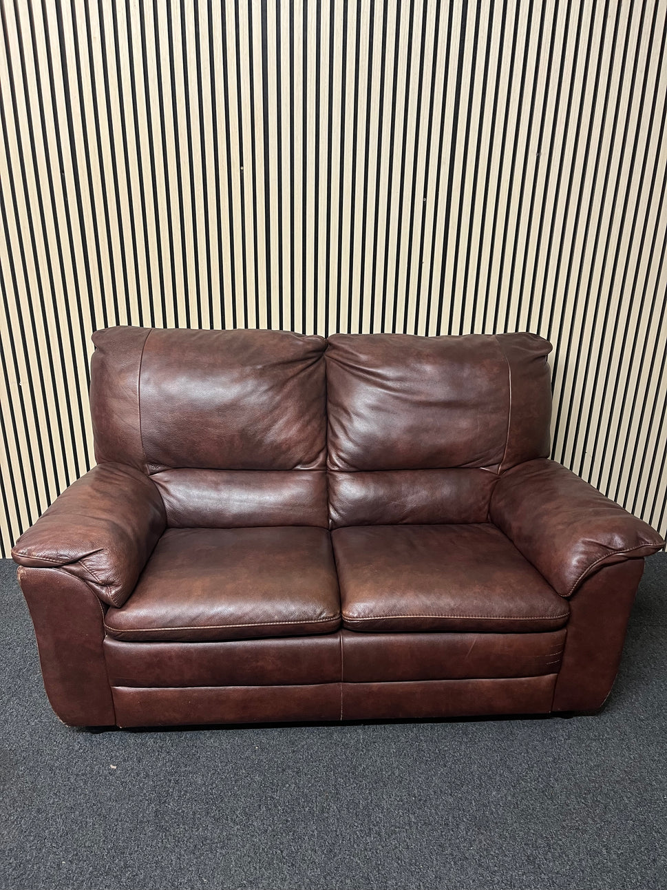 Brown leather 2 seater sofa   2325