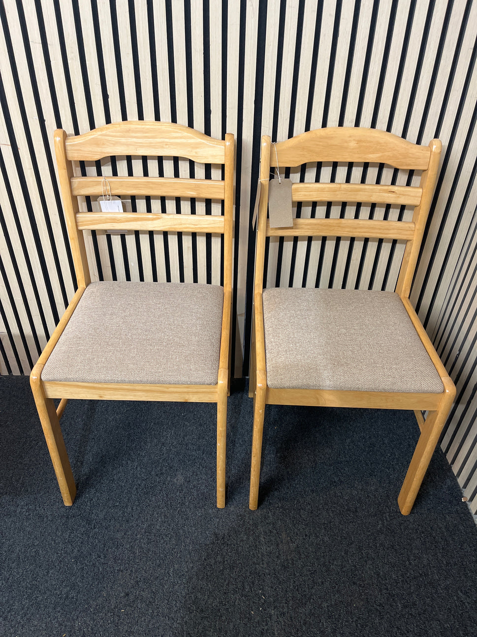 Beech framed dining chair with fabric seat (SET OF 3) 43767