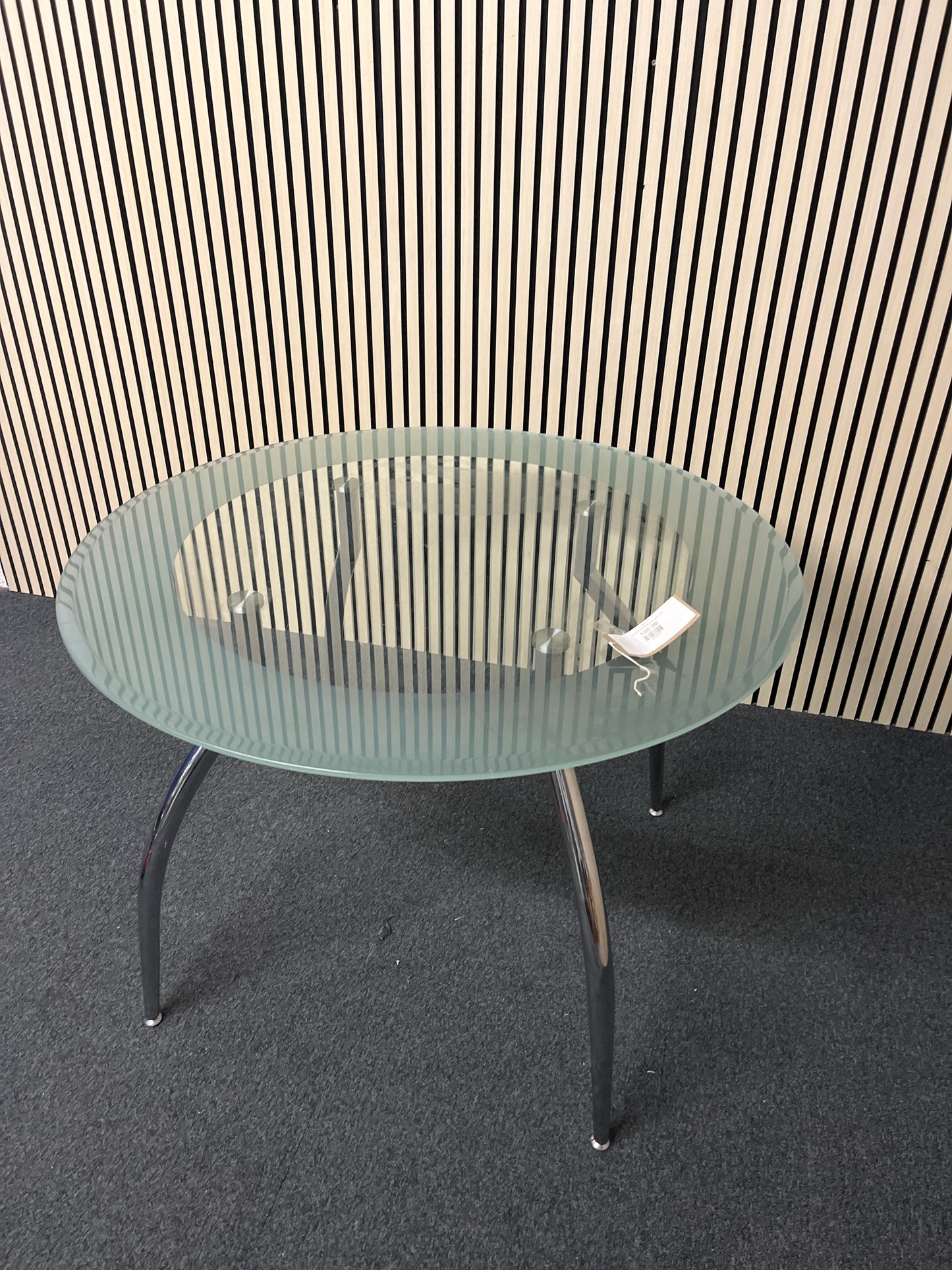 Circular glass frosted edge dining table  3124