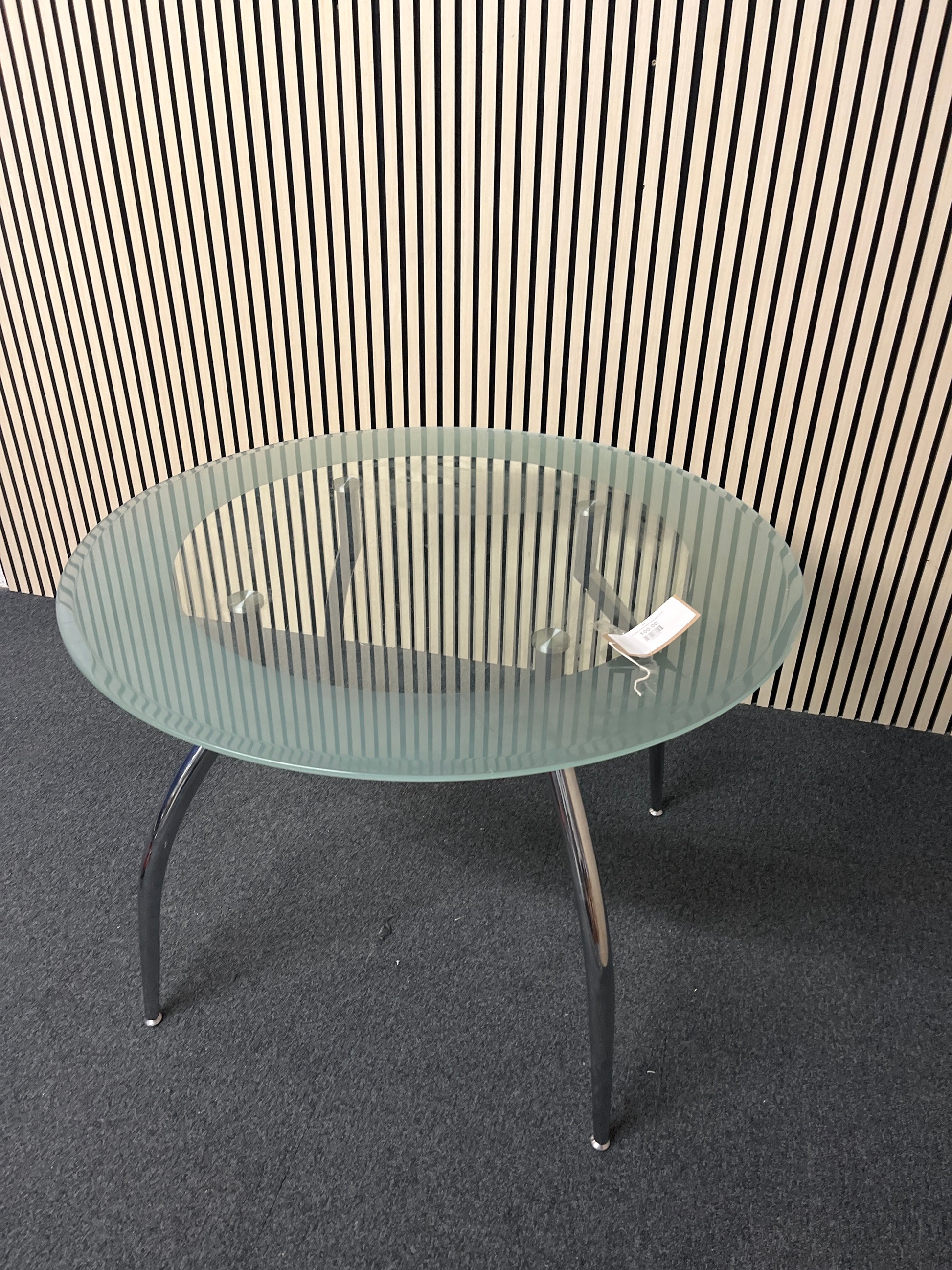 Circular glass frosted edge dining table  3124