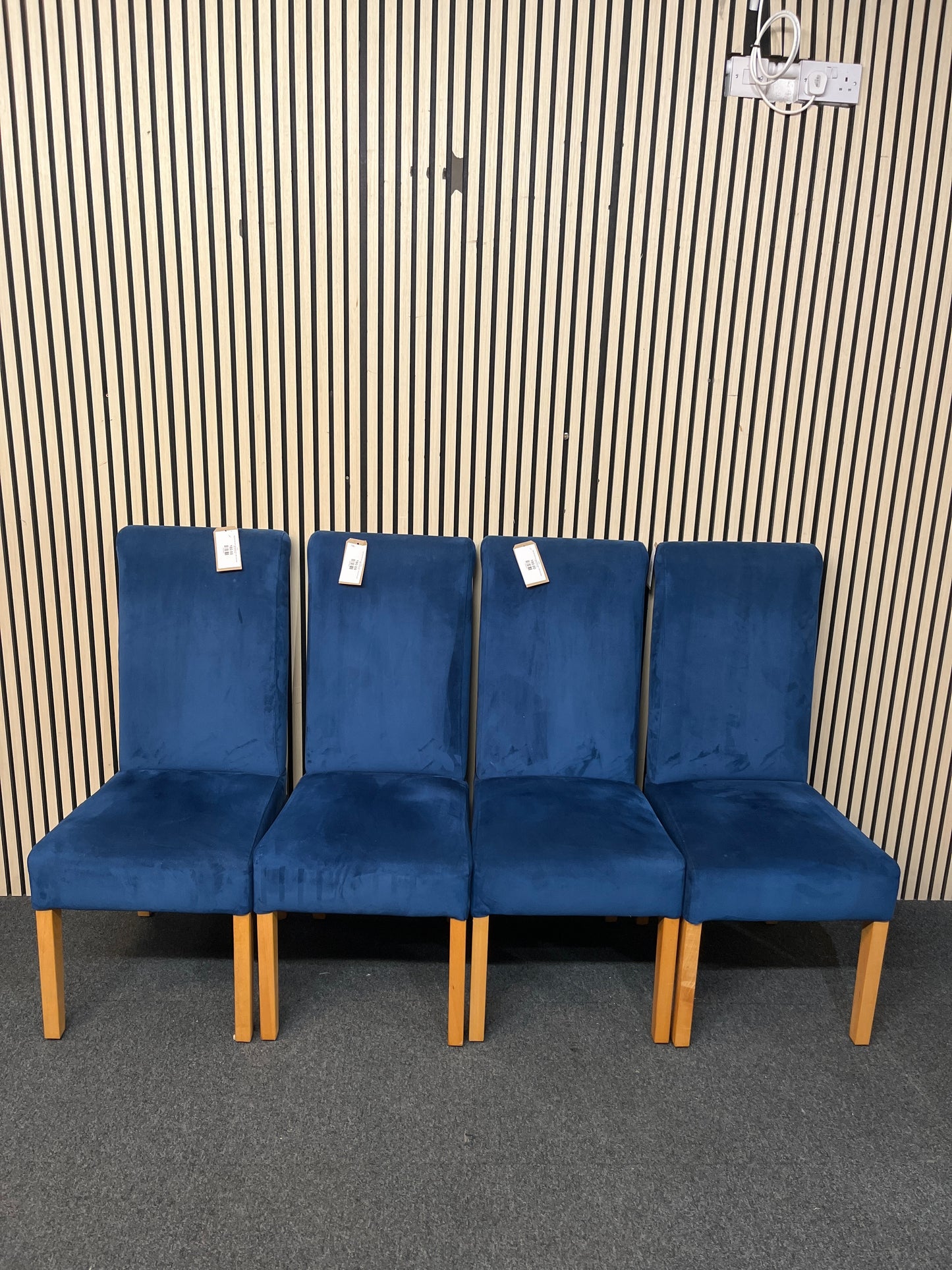 High back dark blue velvet dining chair, solid wood frame (SET OF 4) 3126