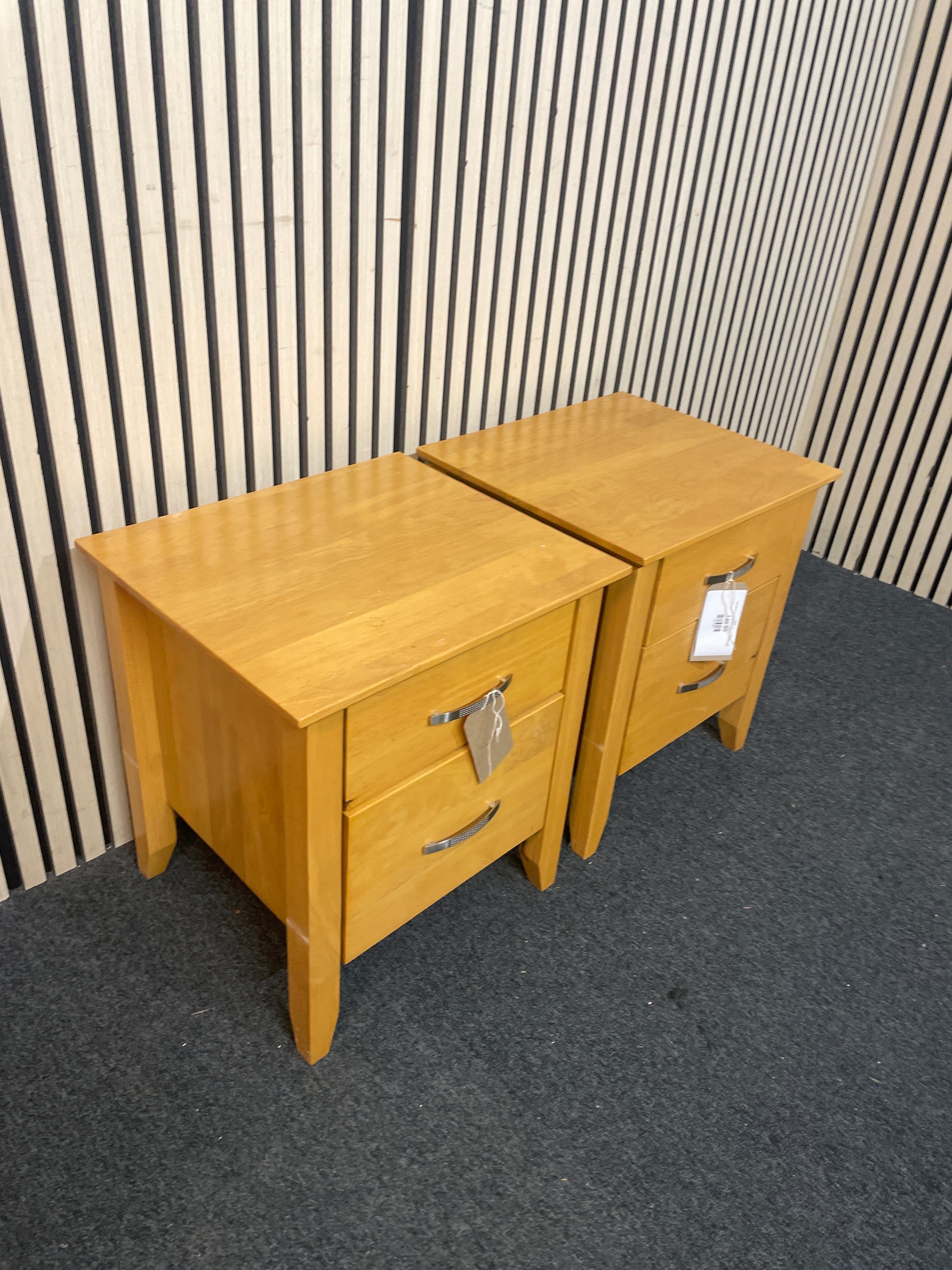 Solid beech 2 drawer bedside locker (SET OF 2) 43339