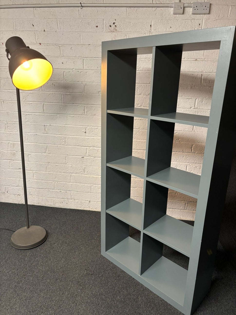 Large solid wood 8 section sage green painted bookcase 1800Hx900W*330D 2225