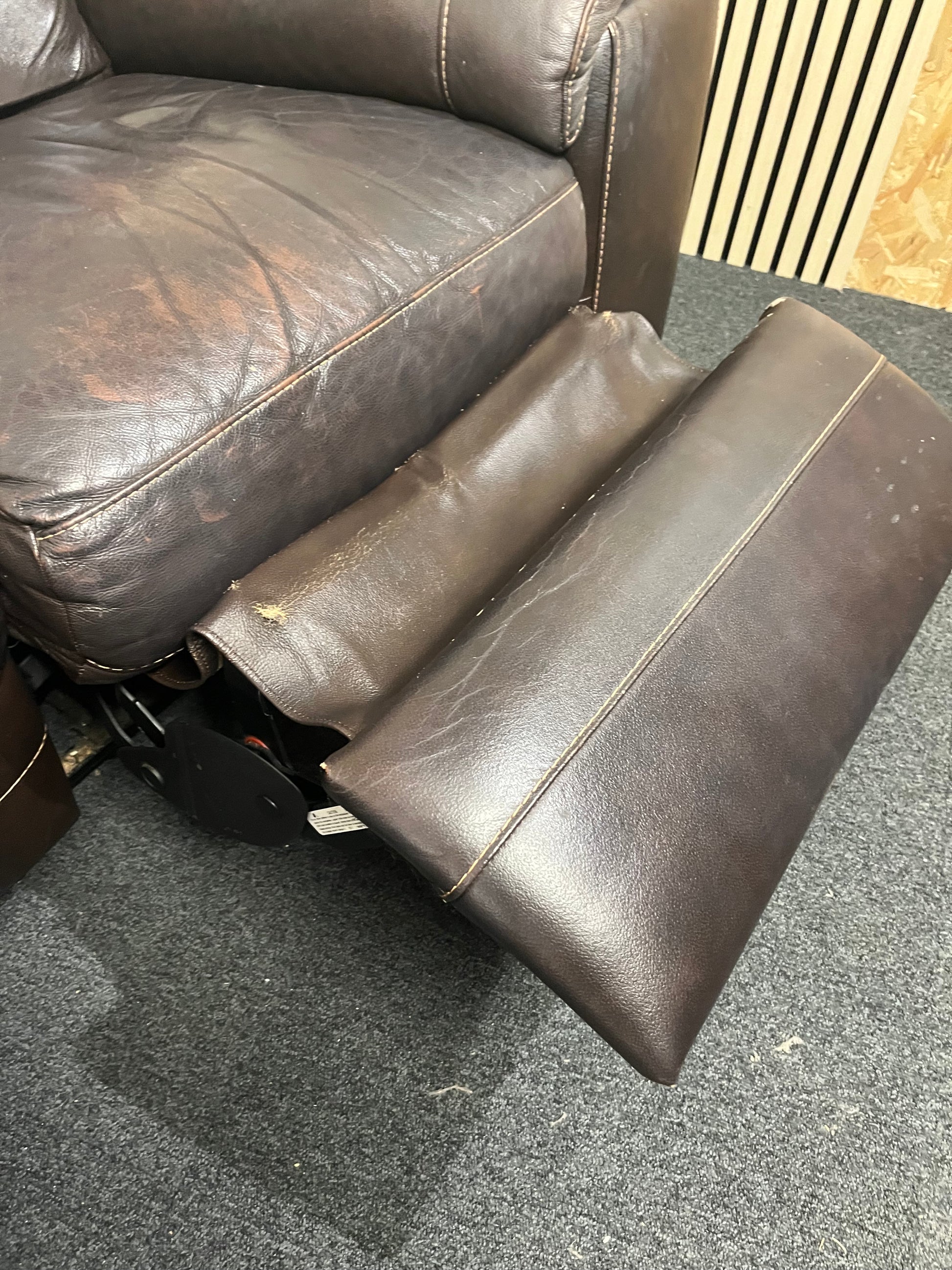 3+1+1 real brown leather recliner suite 2325