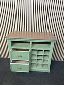 Switch Green painted 2 drawer wine rack sideboard with dark wood top (H 84 x W 94 x D 43 cm) 1126 3 image