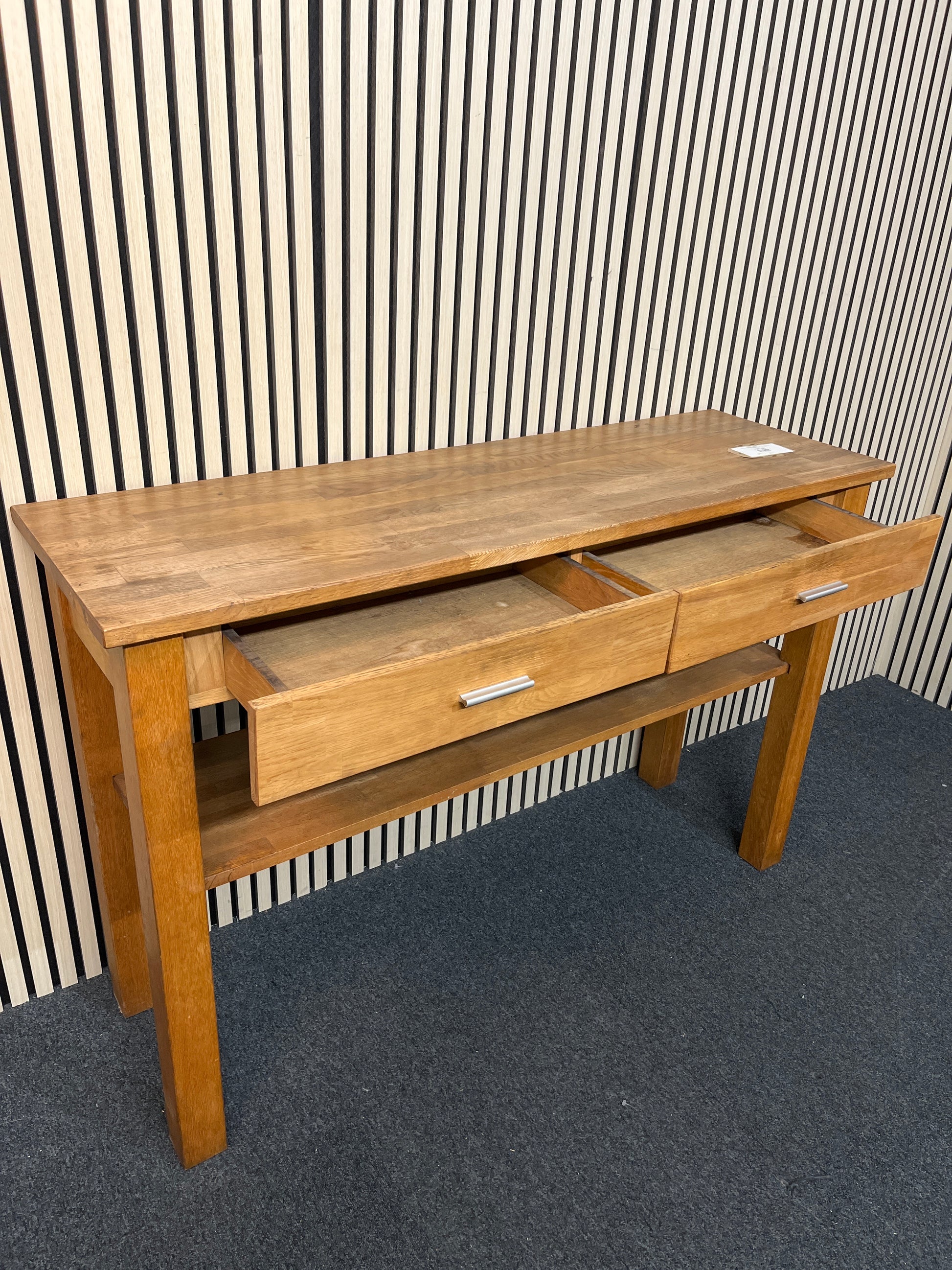 Solid wood large long 2 drawer console table (H 88 x W 135 x D 44 cm)