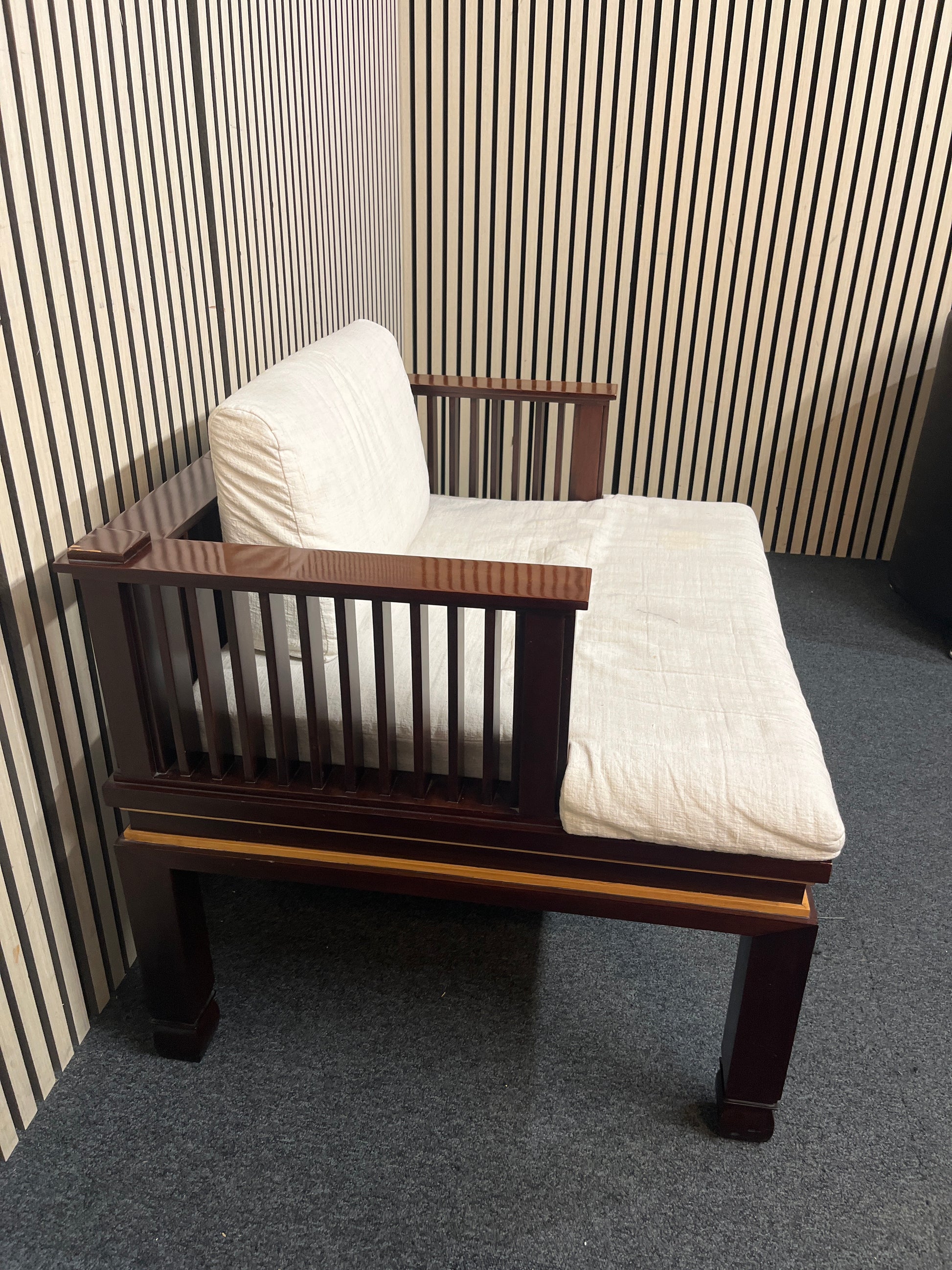 Solid wood, white cushion reception occasional armchair (W 85 cm)