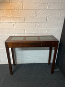 Switch Dark wood stained solid wood console table, frosted glass top with drawers 935Wx235Dx800H 3225 2 image