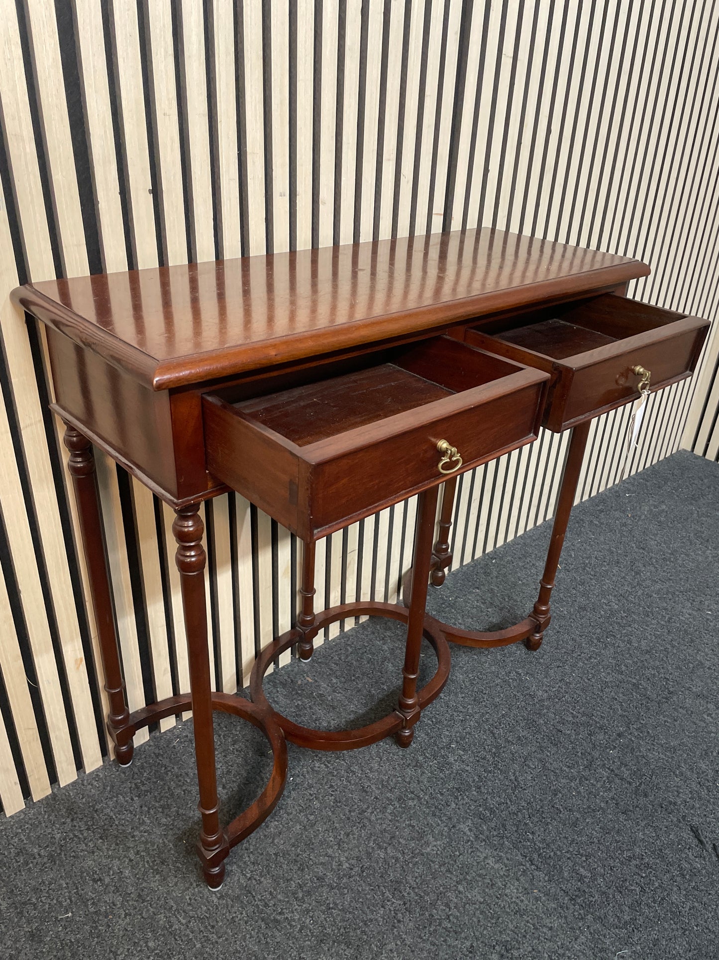 Ornate Two Drawer Mahogany Small Console table (H 75 x W 80 x D 32 cm) 3126