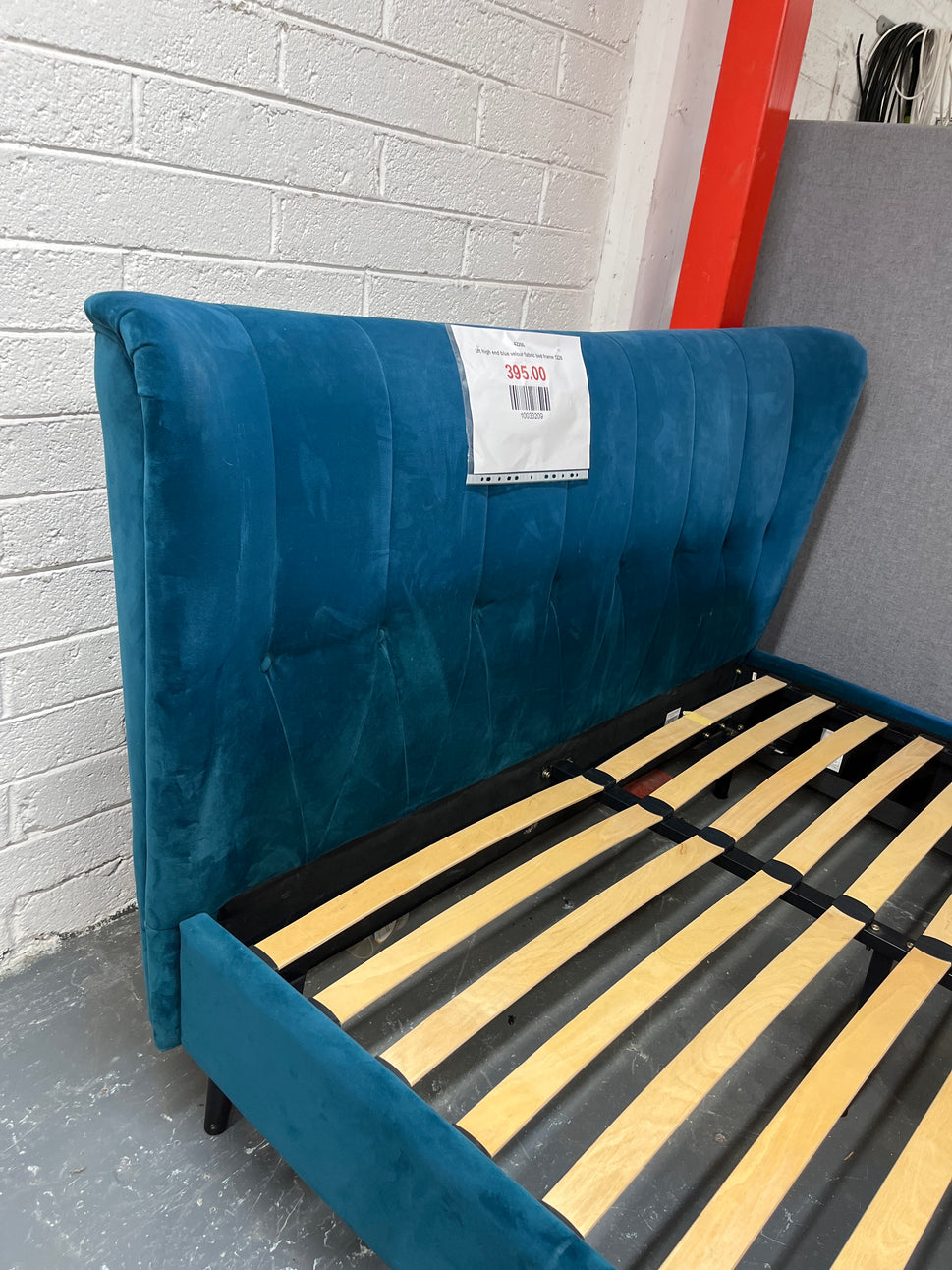 5ft high end blue velour fabric bed frame 1226