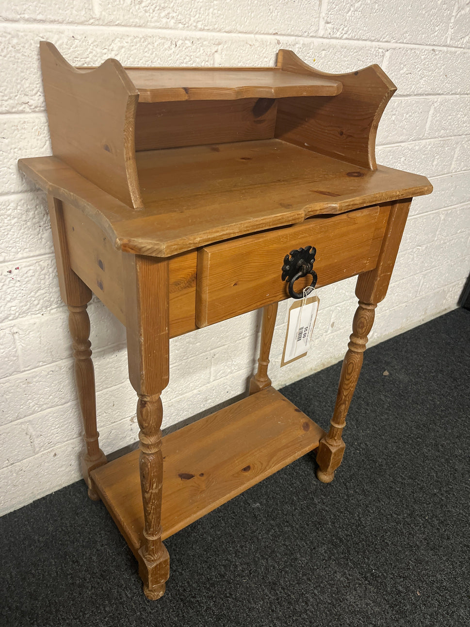 Solid pine 1 drawer lamp table with upstand 2225