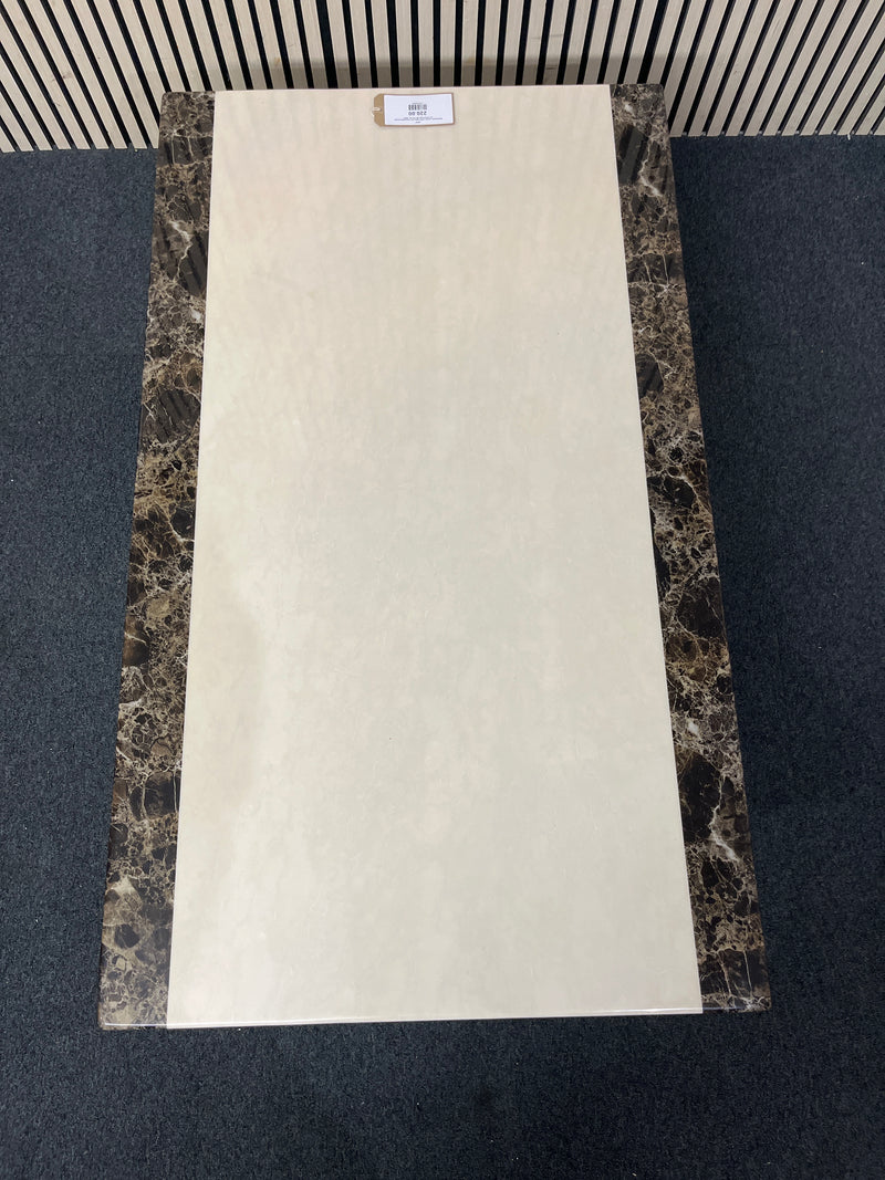 Rectangular marble coffee table with contrasting border on central base (W 130 cm)  44537
