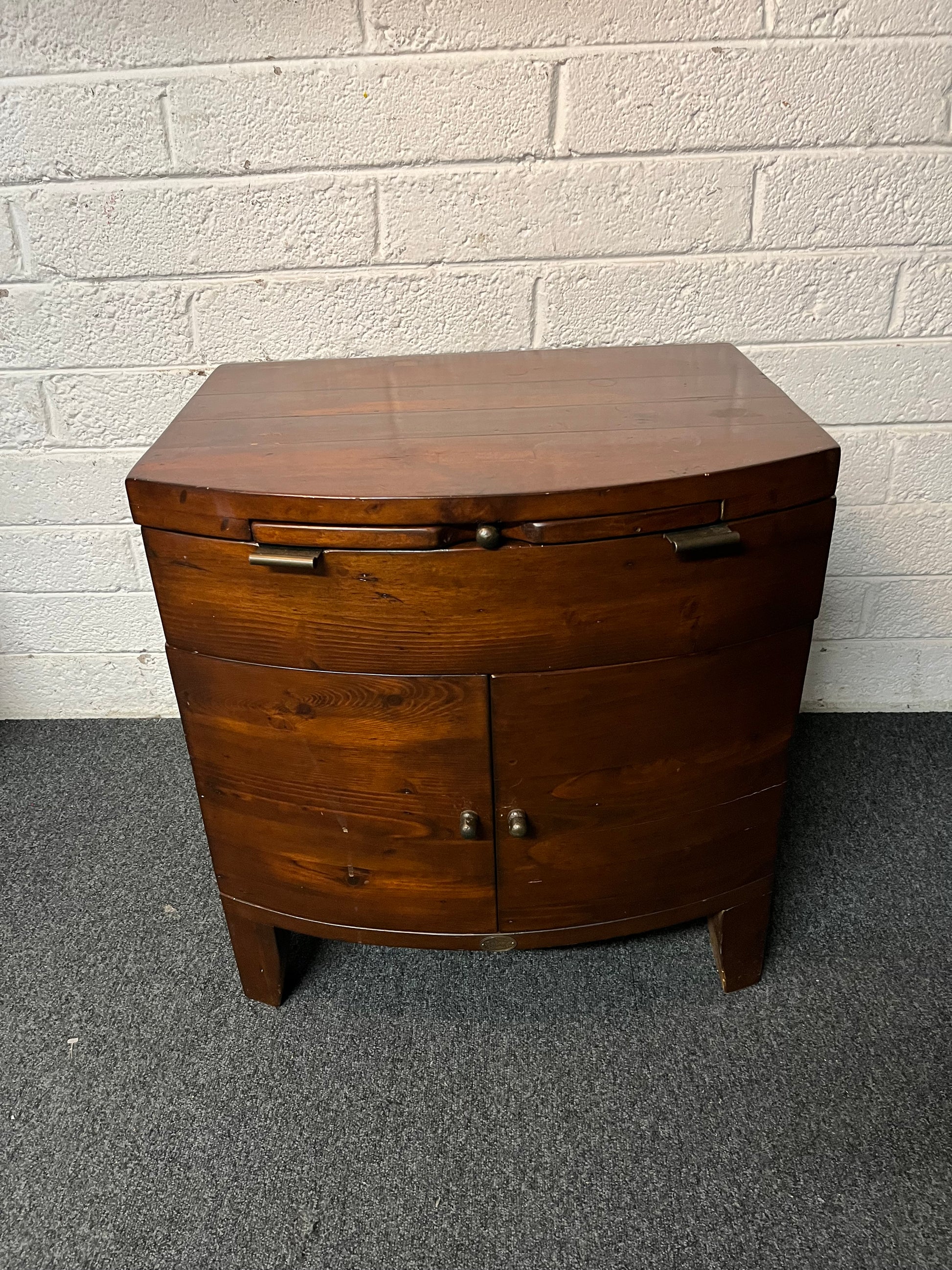 Solid teak stained 2 door 1 drawer, 1 shelf bedside locker 2225